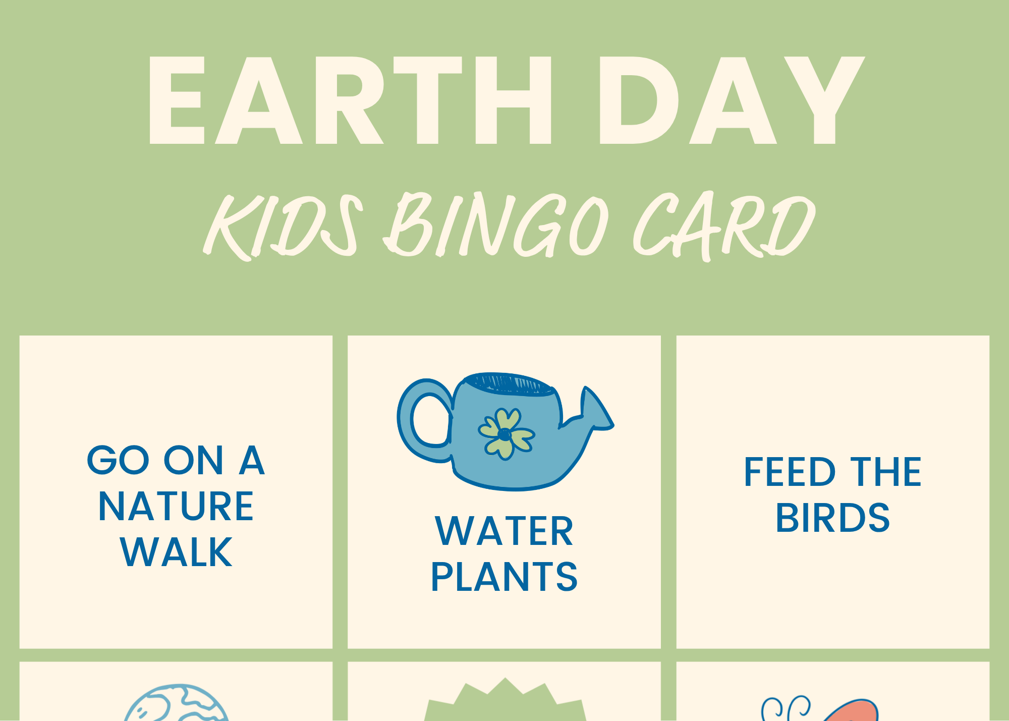 Small Actions, Big Impact: Free Earth Day Bingo Card for Kids