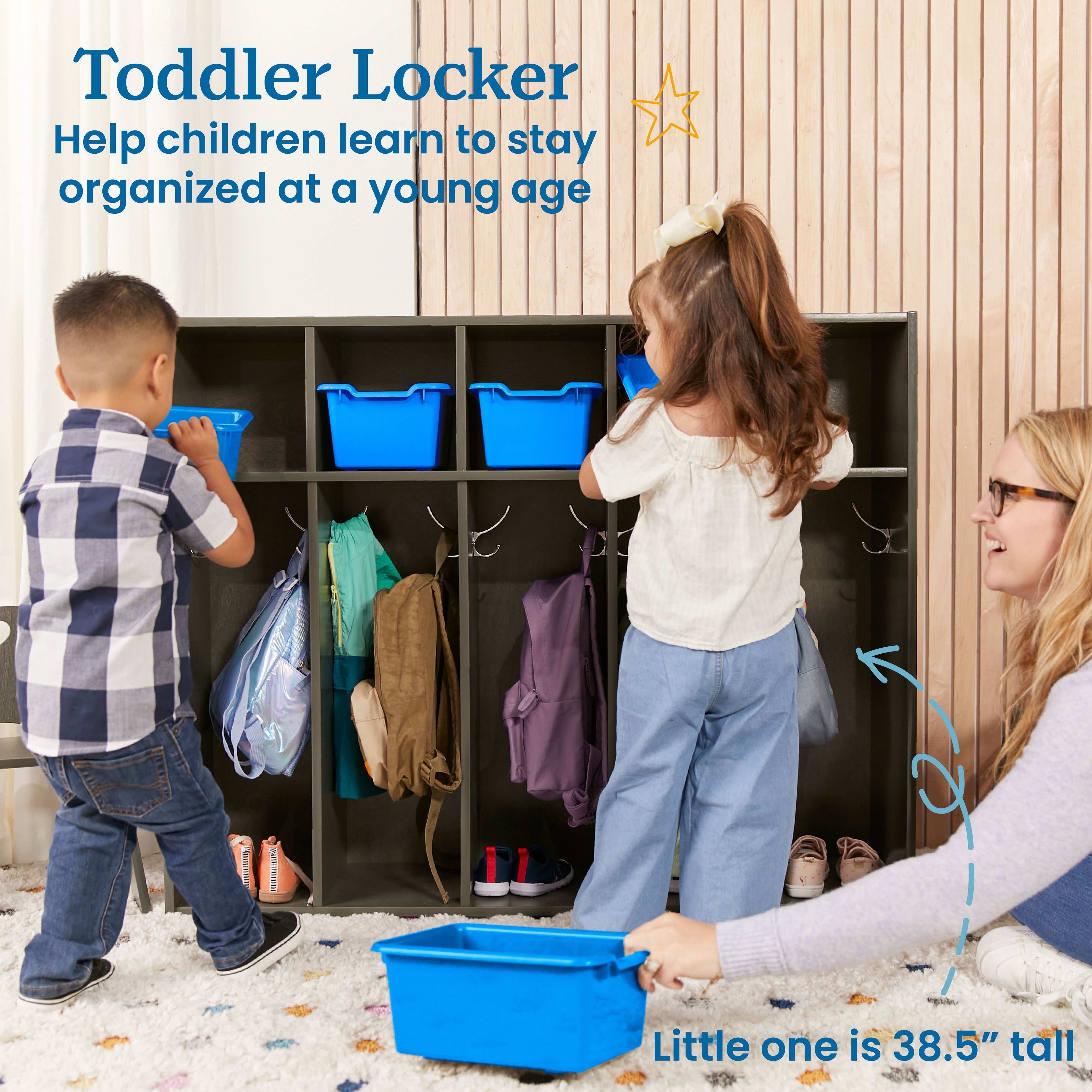 Streamline 5-Section Toddler Coat Locker with 5 Scoop Front Bins