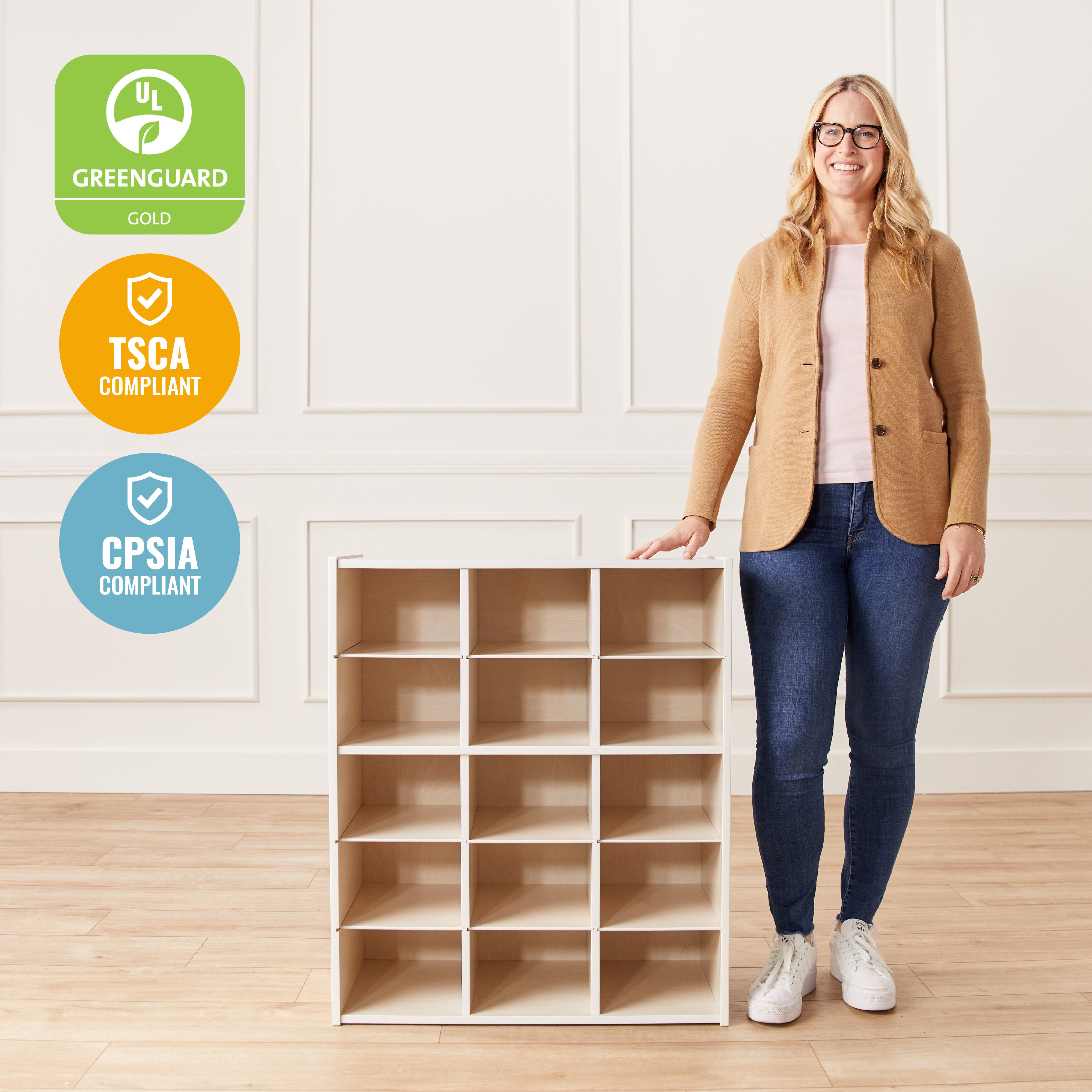 Streamline 15 Cubby Tray Storage Cabinet, 5x3