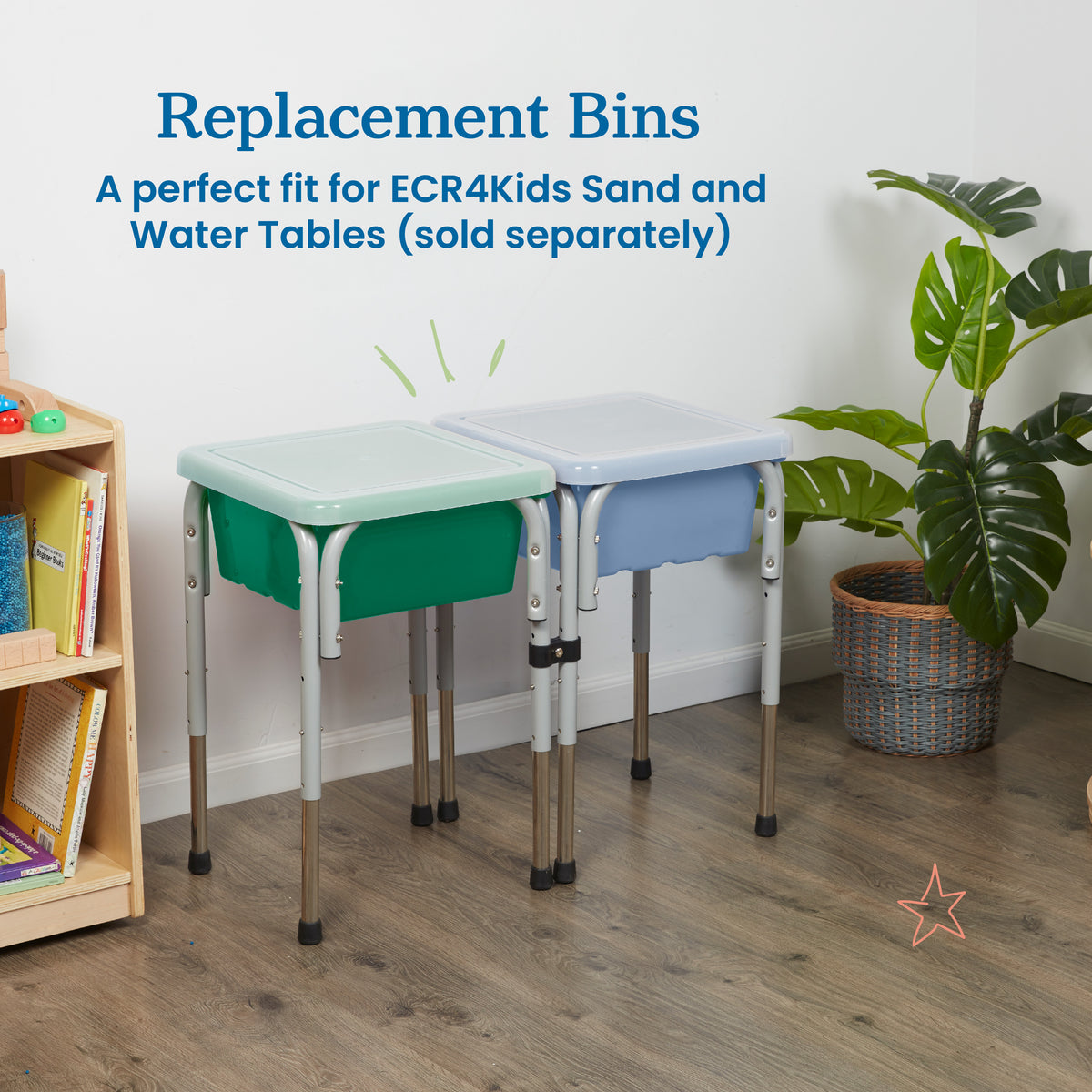 Stackable Square Bins with Non-Snap Lids, 4-Pack