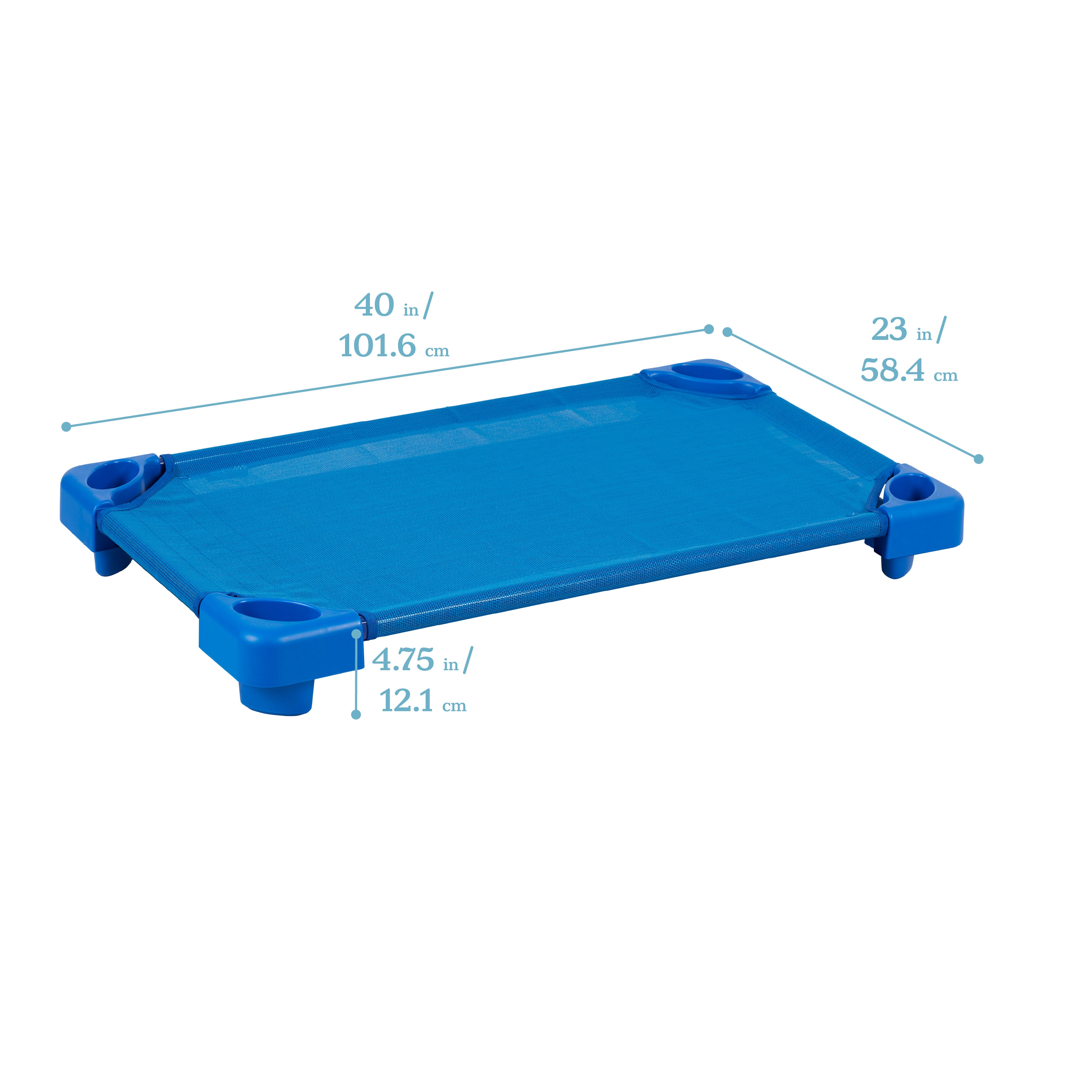 Stackable Kiddie Cot, Toddler Size, Classroom Furniture, Blue, 5-Pack