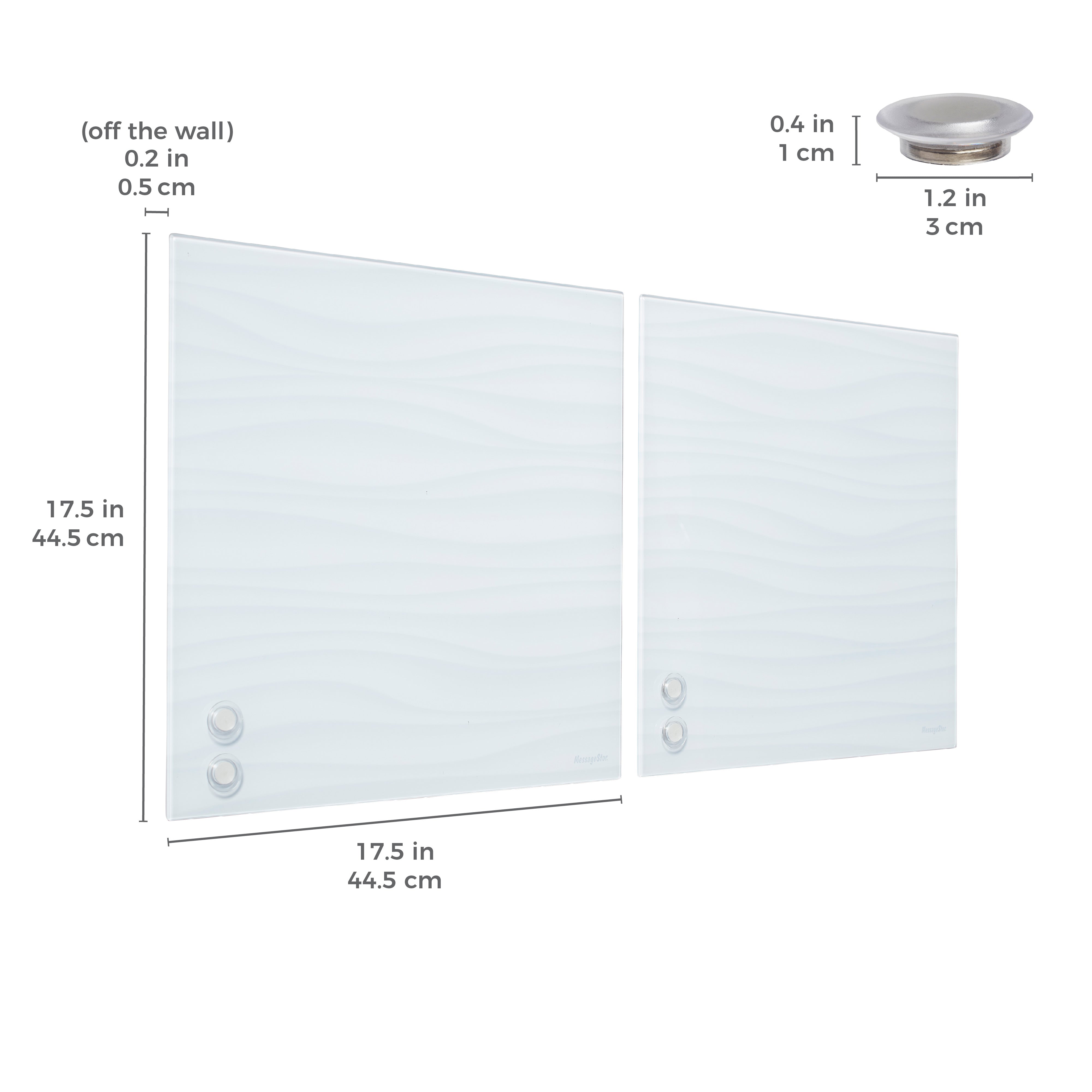MessageStor Magnetic Dry-Erase Glass Board with Magnets, 17.5in x 17.5in, 2-Pack