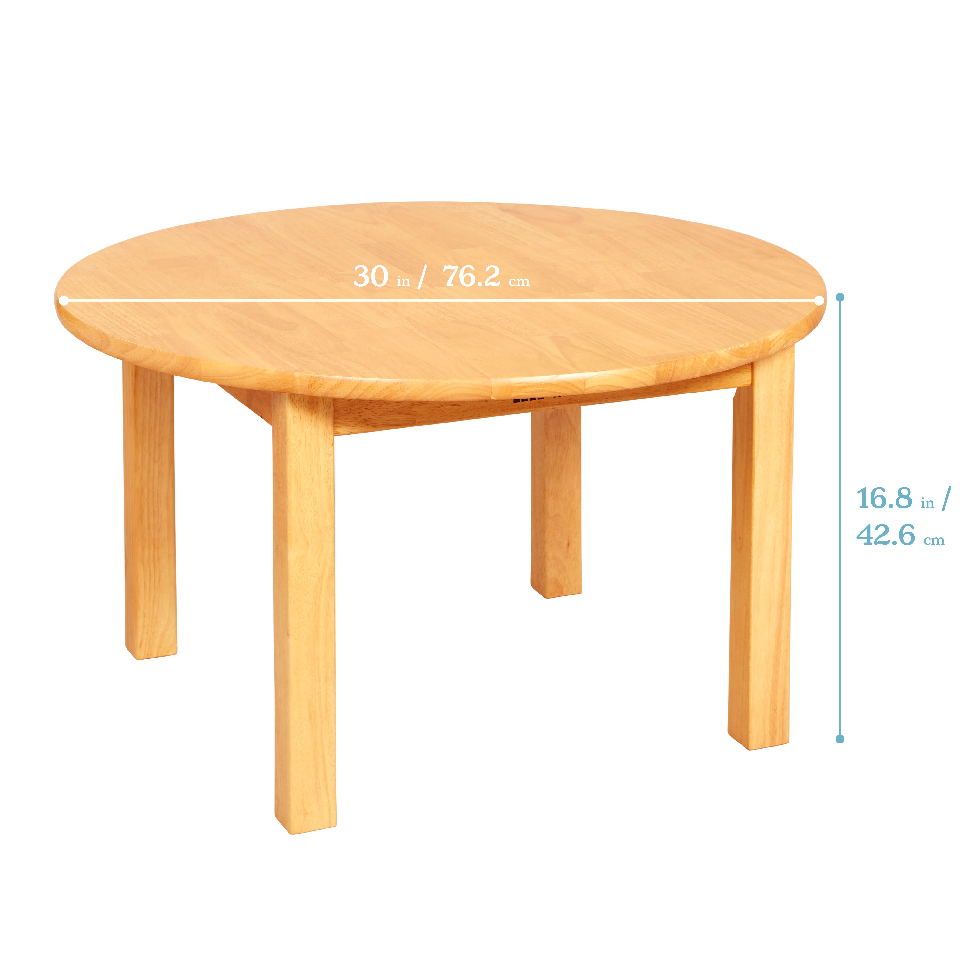 30in D Round Hardwood Table with 16in Legs and Two 8in Chairs, 3-Piece