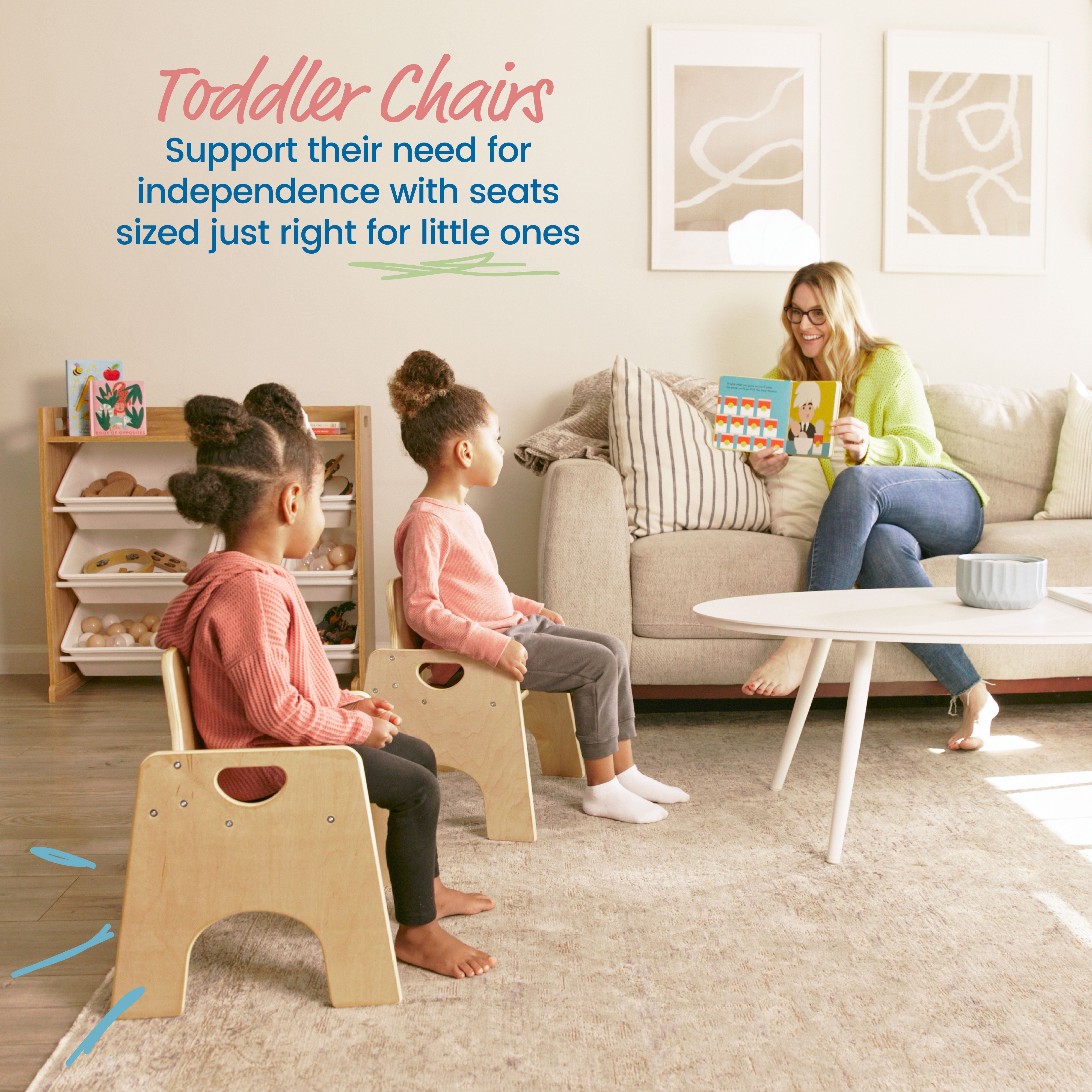 Stackable Wooden Toddler Chair, 10in, 2-Pack