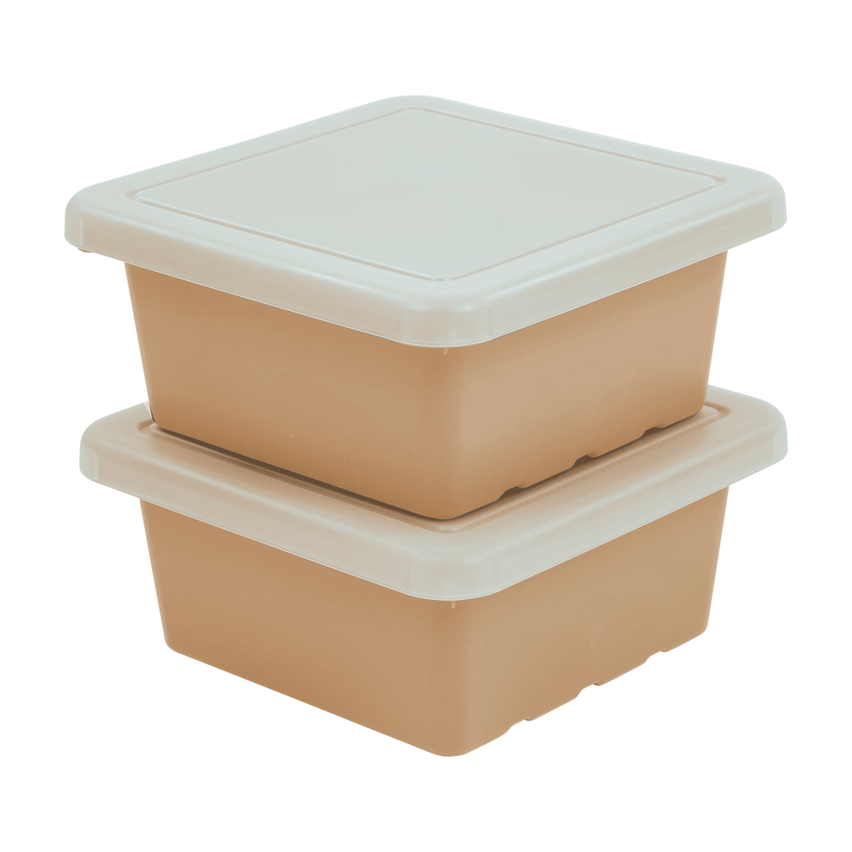 Stackable Square Bins with Non-Snap Lids, 2-Pack