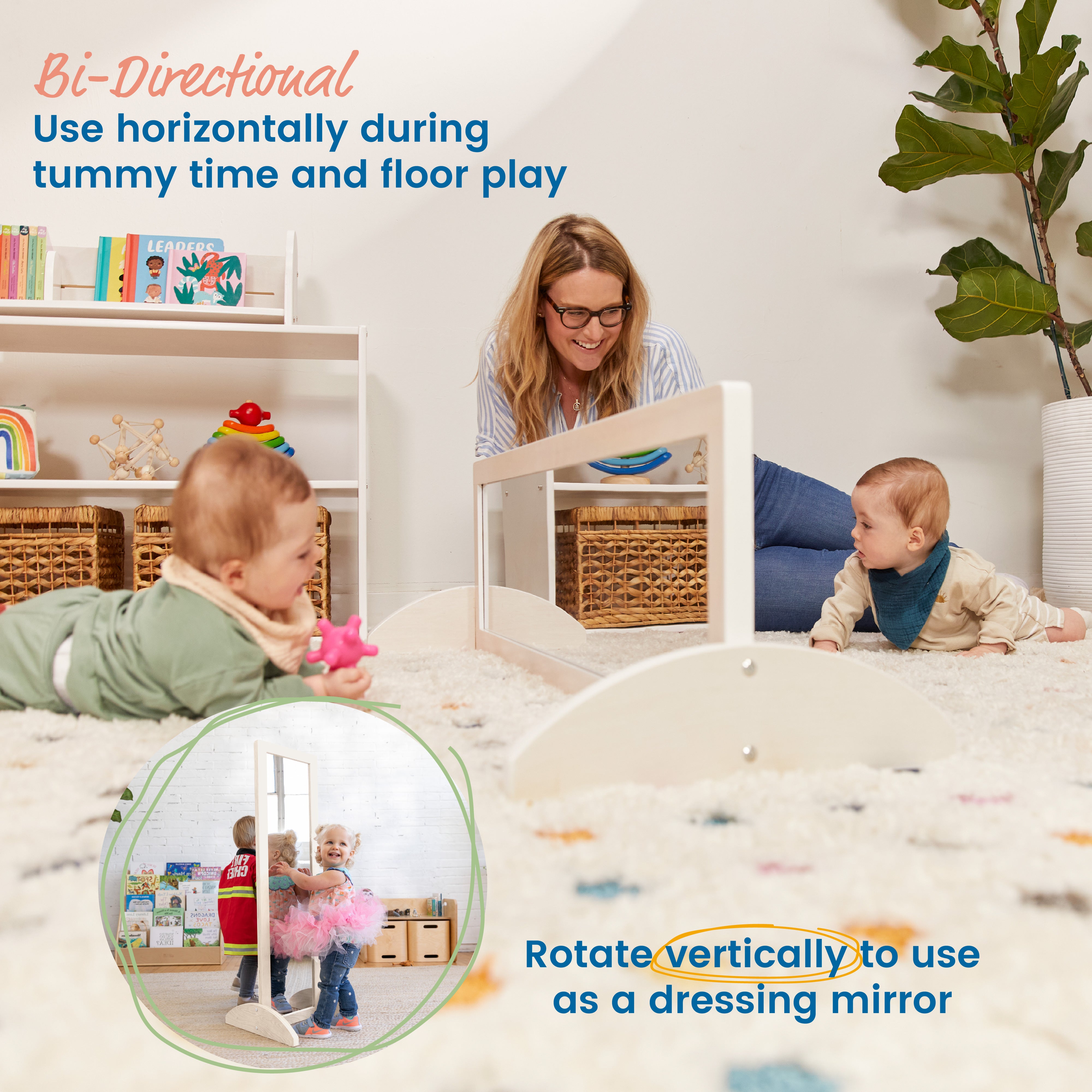 Wooden Double-Sided Bi-Directional Mirror