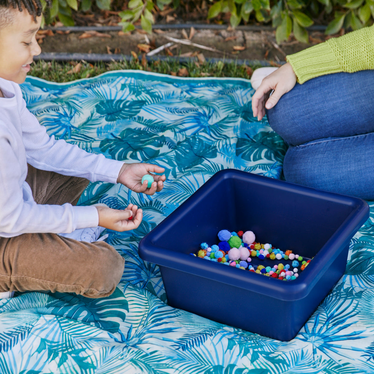 Stackable Square Bins with Non-Snap Lids, 4-Pack