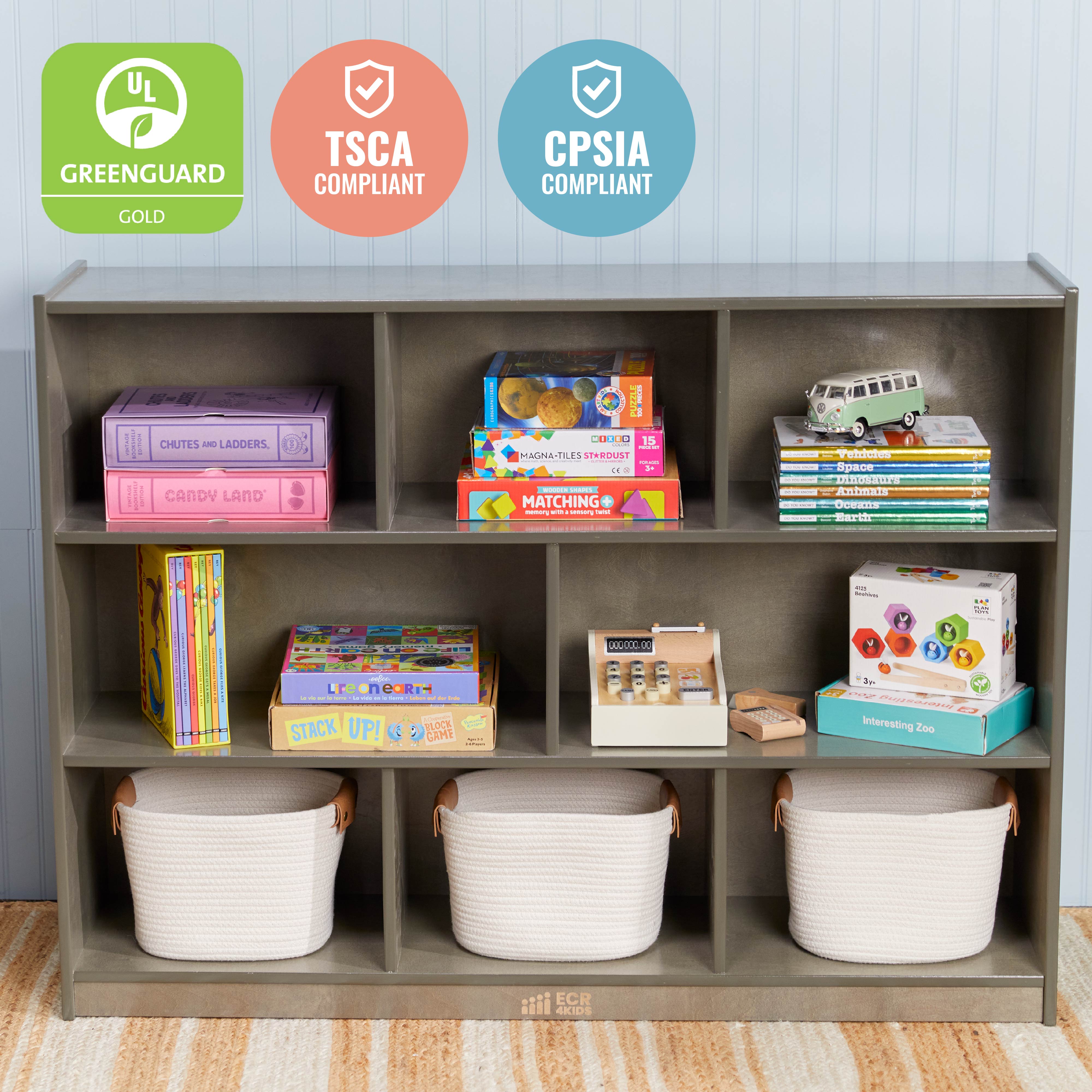 8-Compartment Mobile Storage Cabinet, Elementary