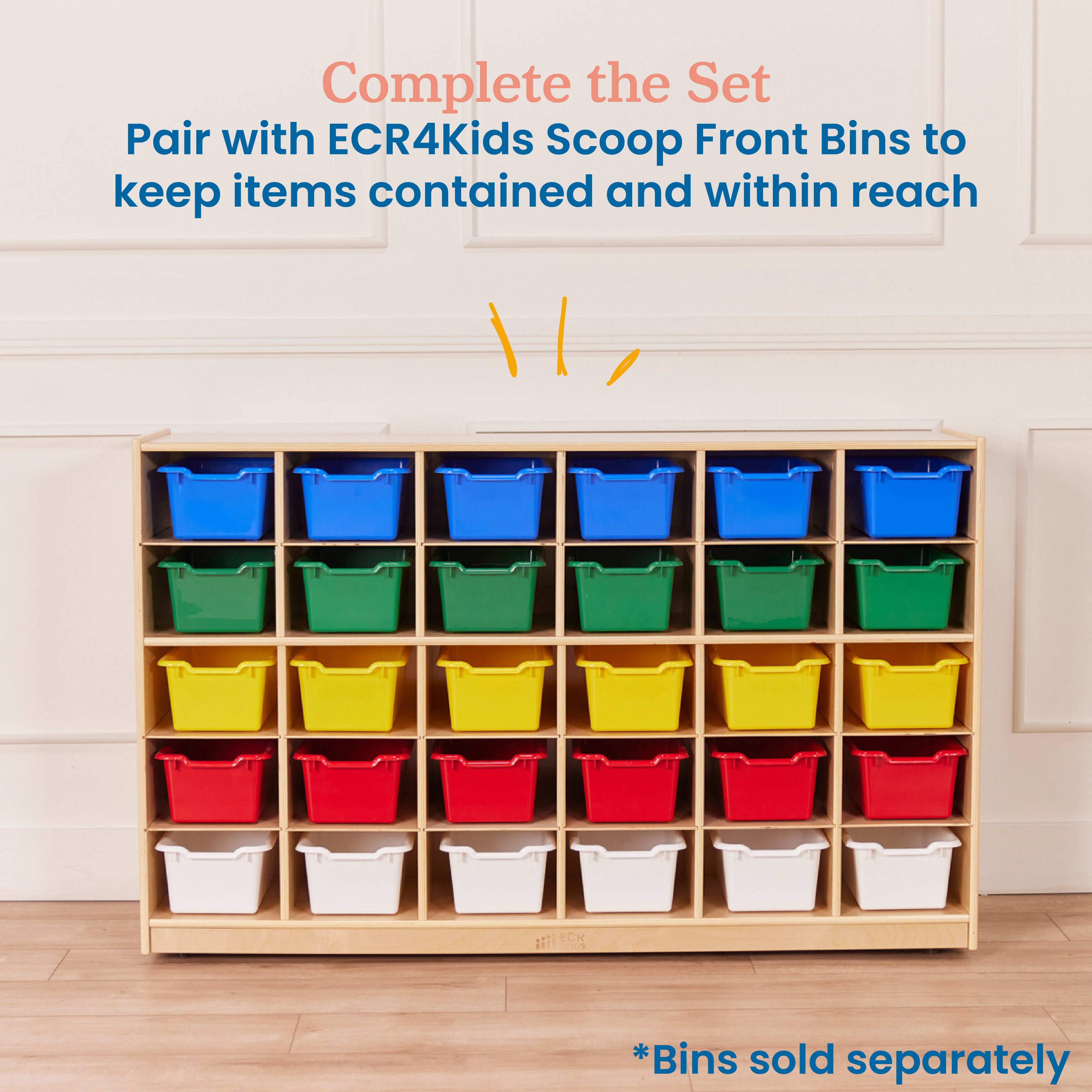 30 Cubby Mobile Tray Storage Cabinet, 5x6