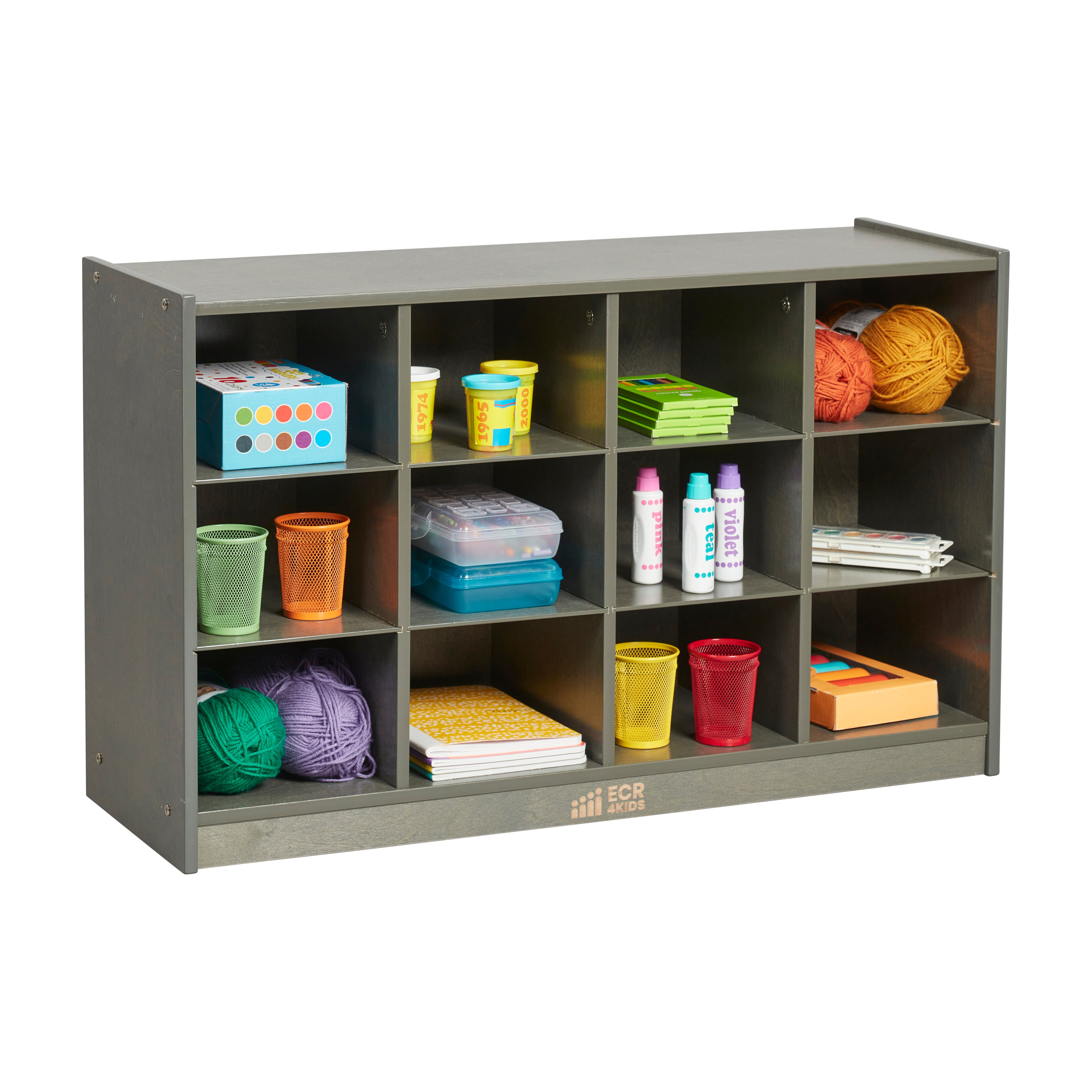 12 Cubby Mobile Tray Storage Cabinet, 3x4