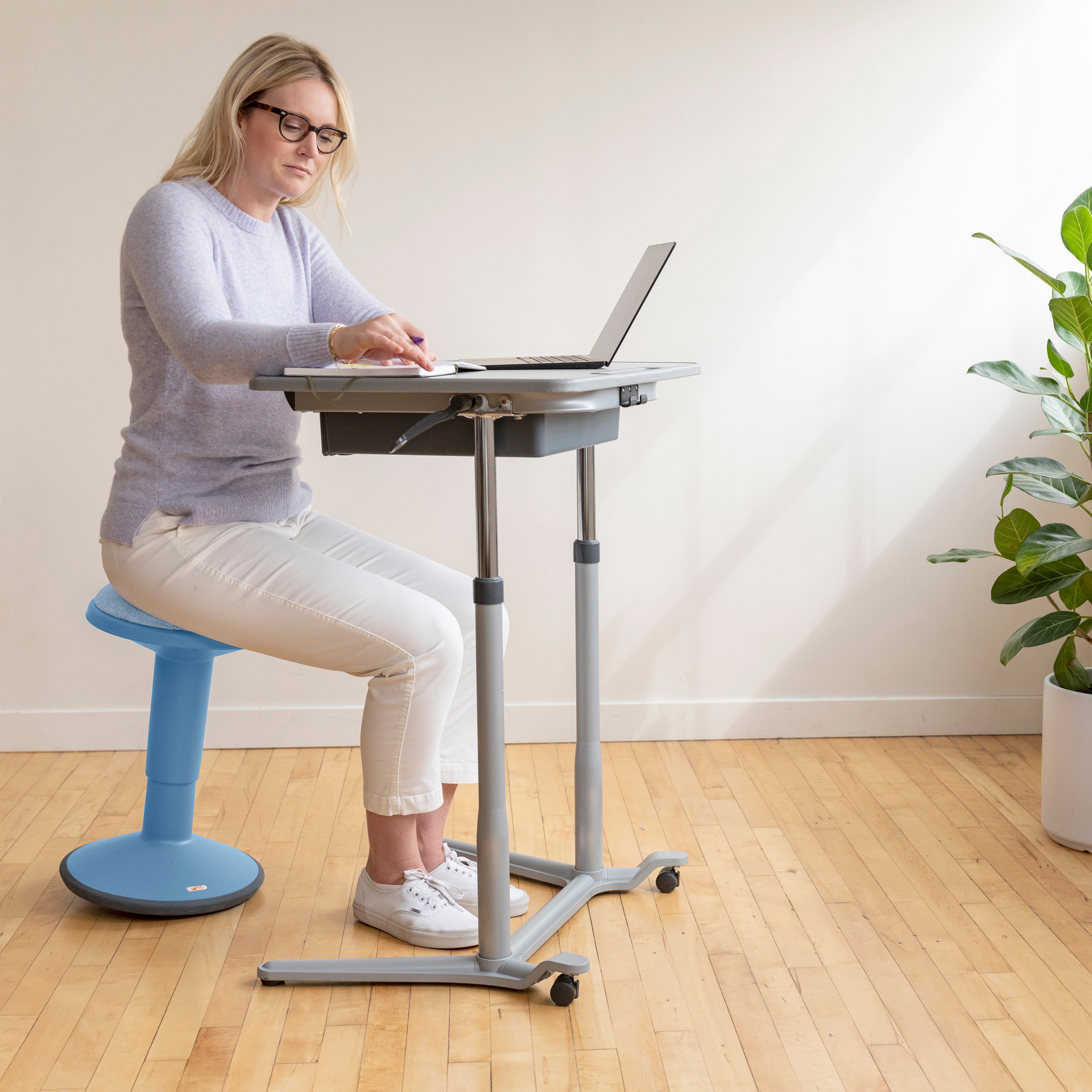 Sitwell Wobble Stool with Cushion, Adjustable Height