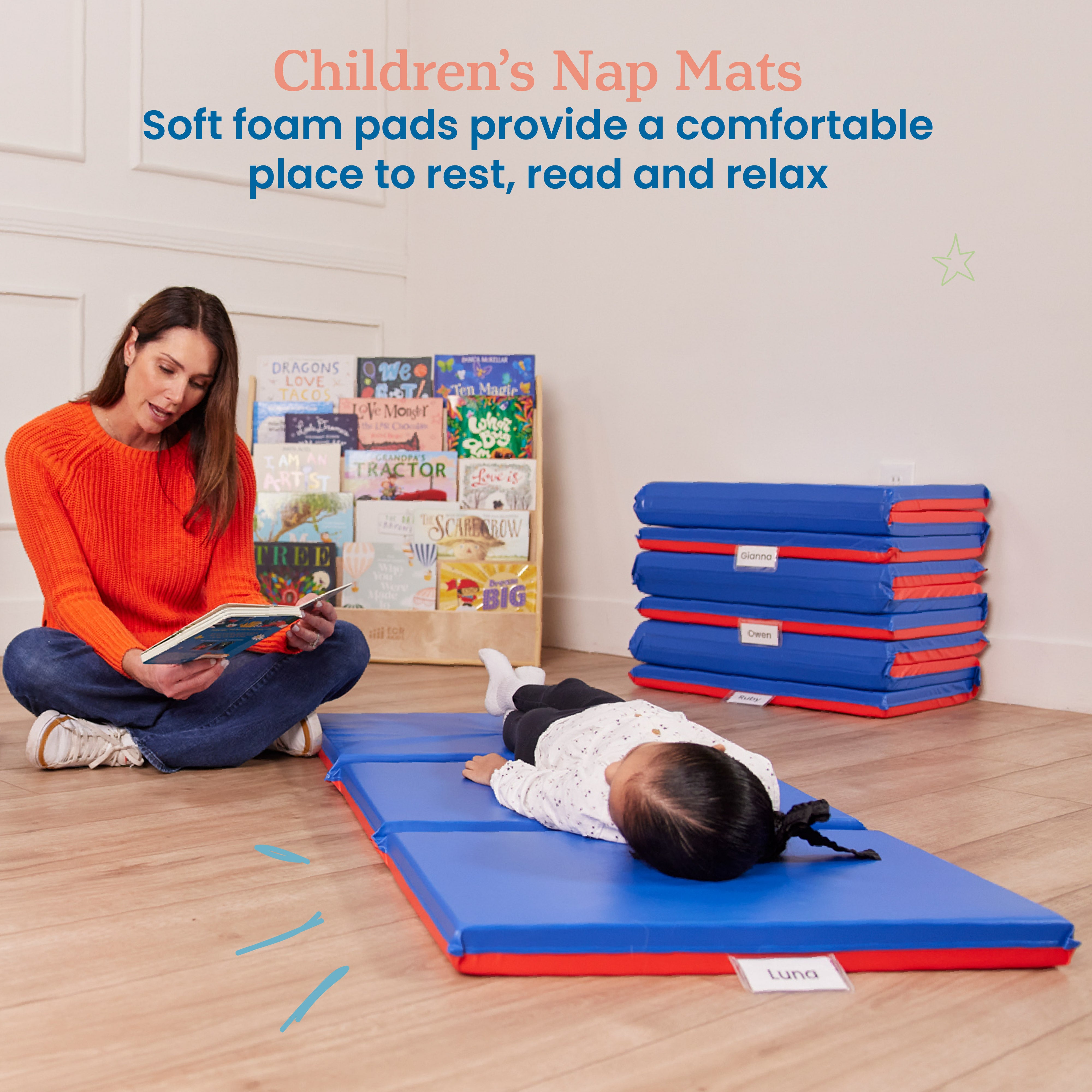 Premium Folding Rest Mat - Red/Blue