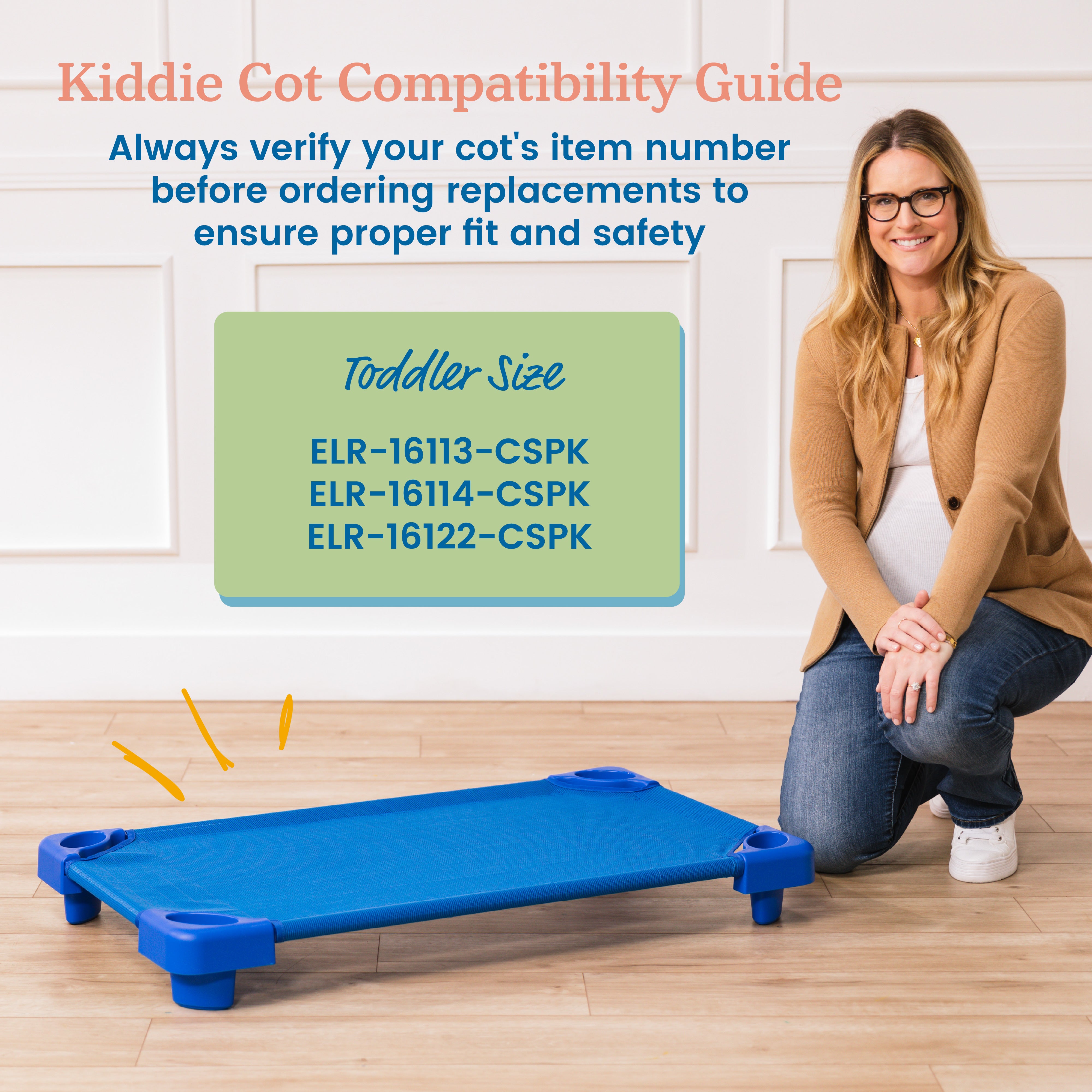 Stackable Kiddie Cot Fabric, Toddler, Replacement Parts, 6-Pack