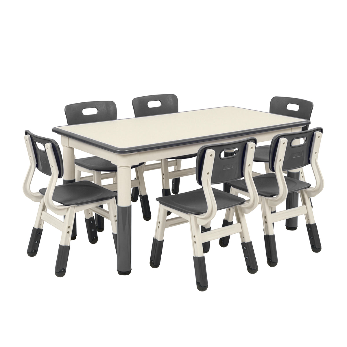 Dry-Erase Rectangular Activity Table with Six Chairs, 7-Piece
