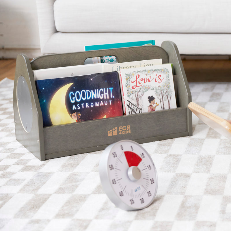 Double-Sided Book Caddy with Countdown Timer, Portable Library