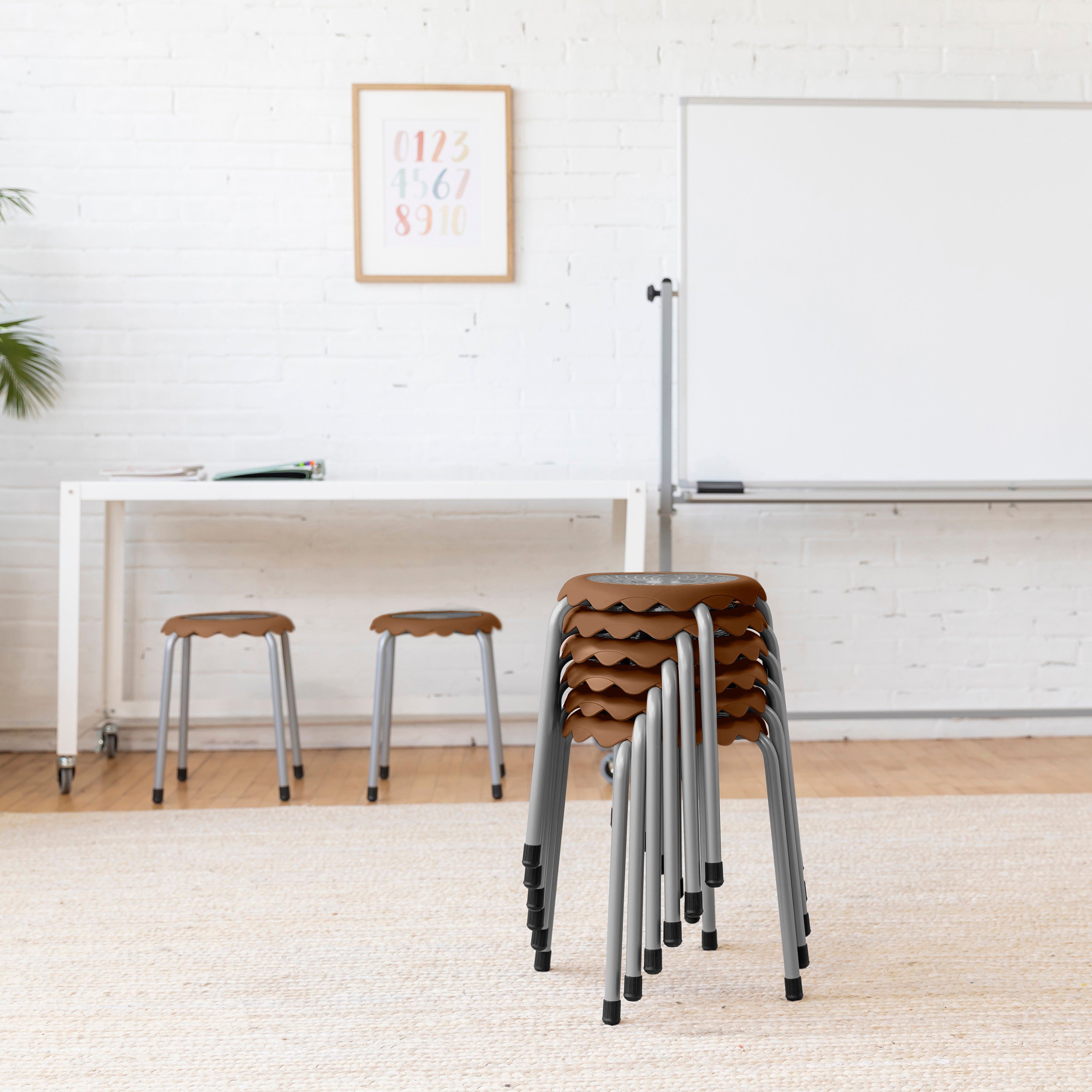 Daisy Stackable Stool with Glides Seating Set, 8-Piece