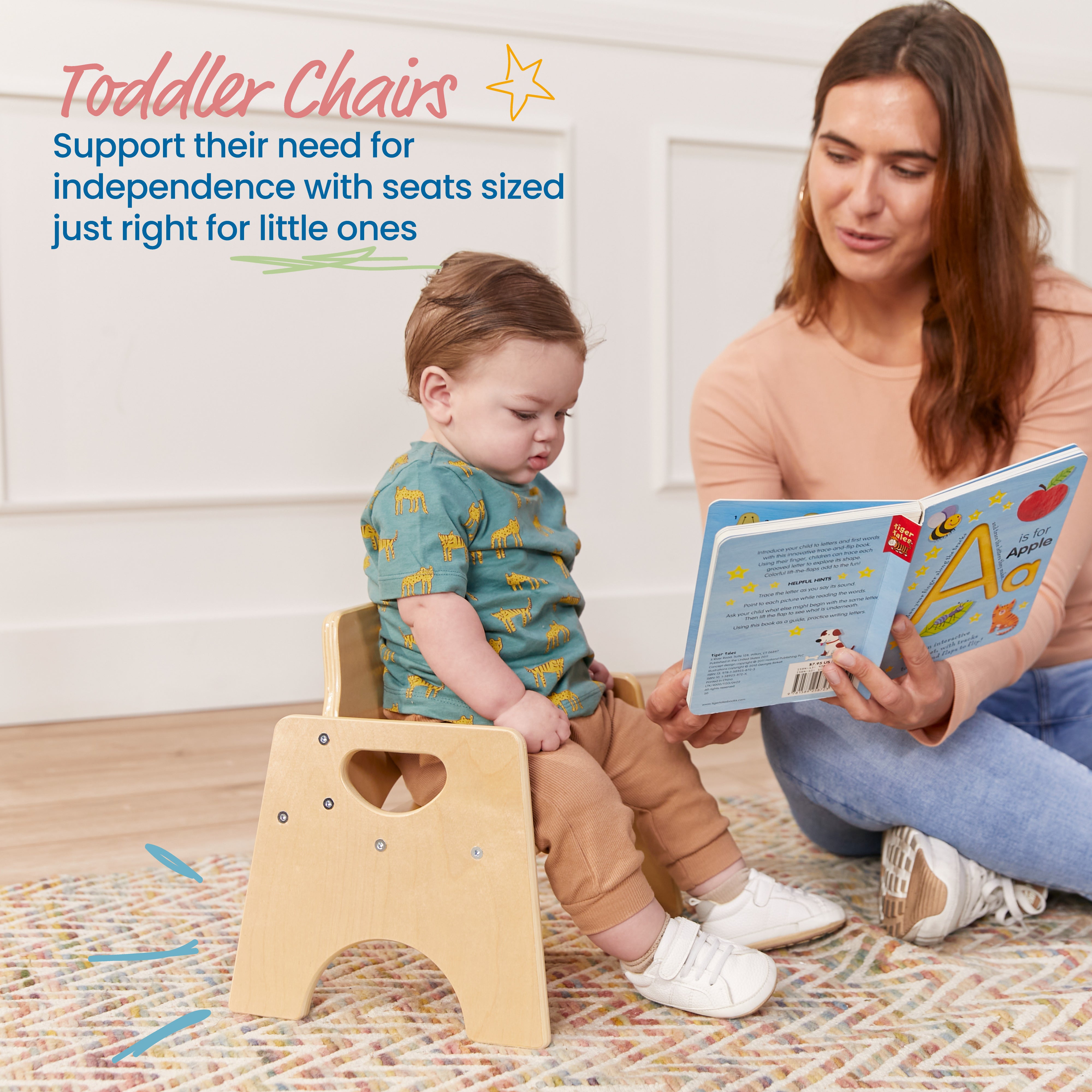 Stackable Wooden Toddler Chair, 6in, 2-Pack