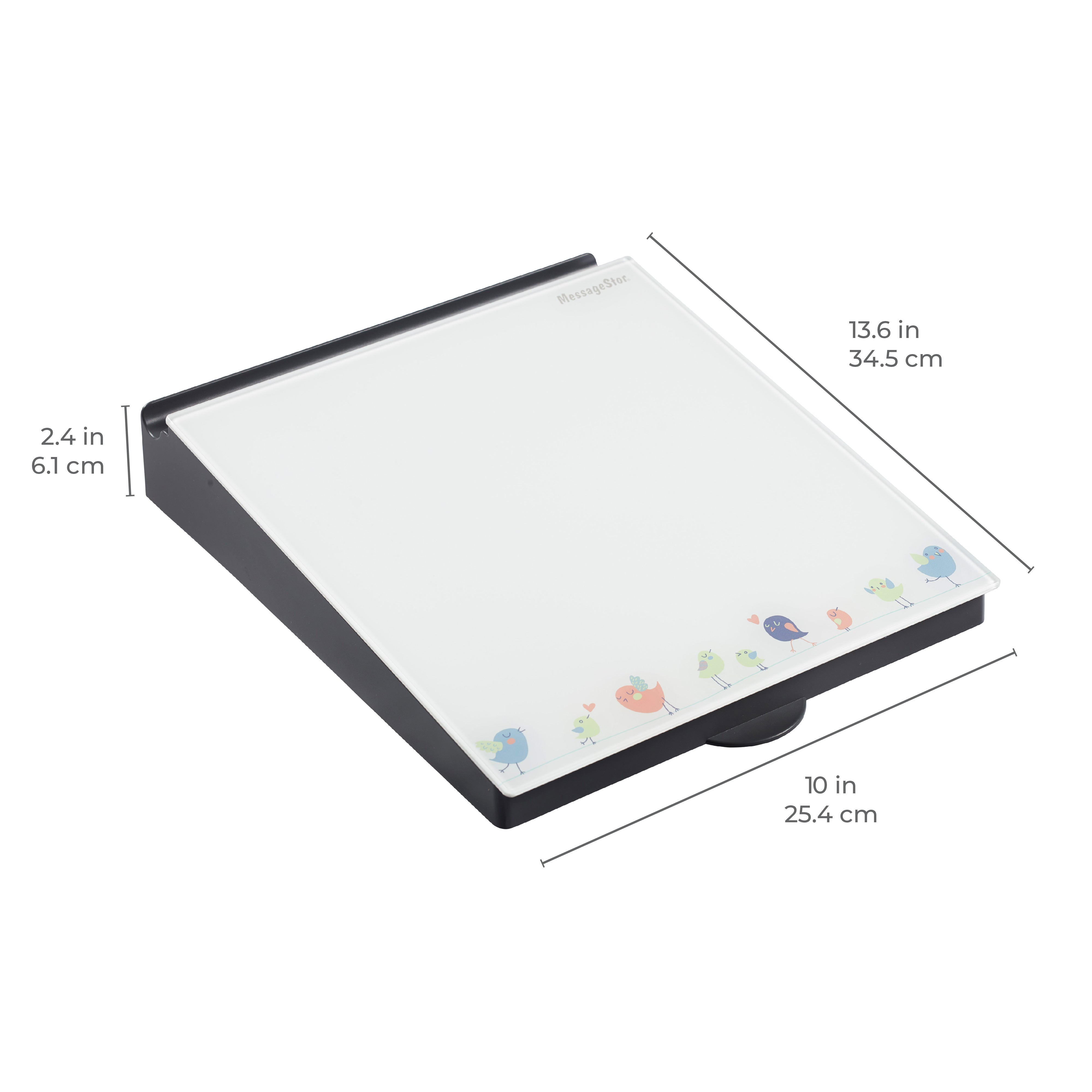 MessageStor Dry-Erase Glass Board Memo Station