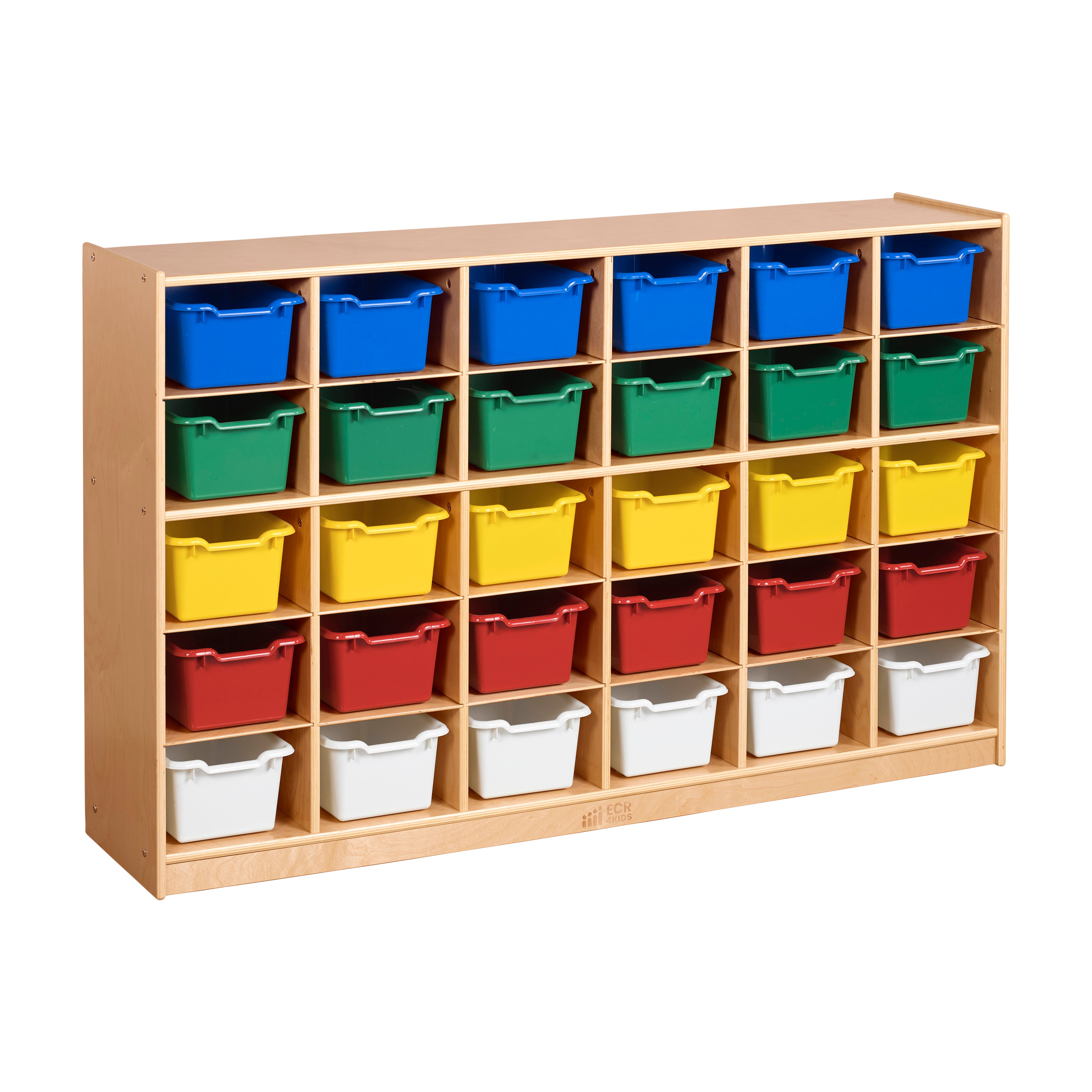 30 Cubby Mobile Tray Cabinet and 30 Scoop Front Bins, 5x6