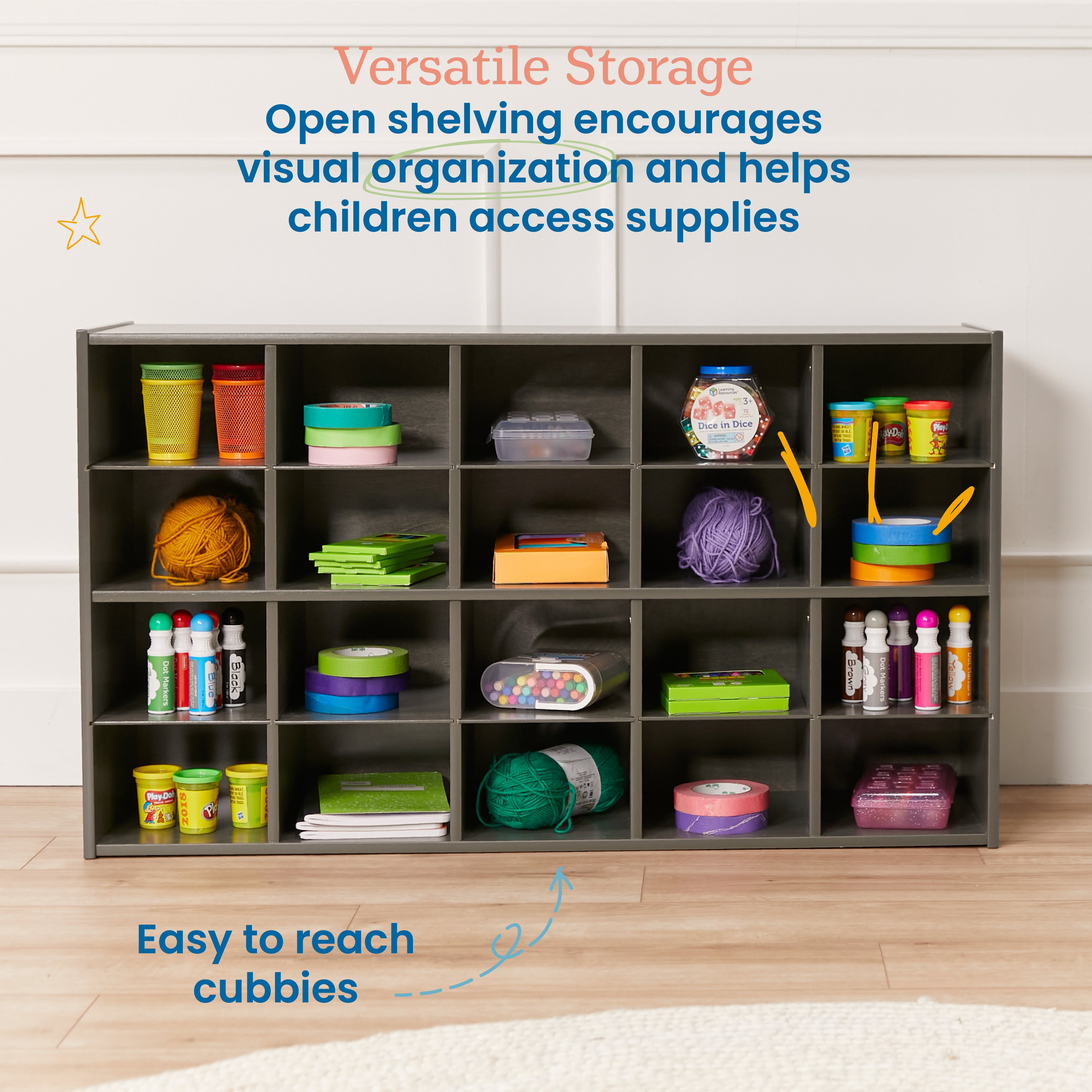 Streamline 20 Cubby Tray Storage Cabinet, 4x5, Classroom Furniture