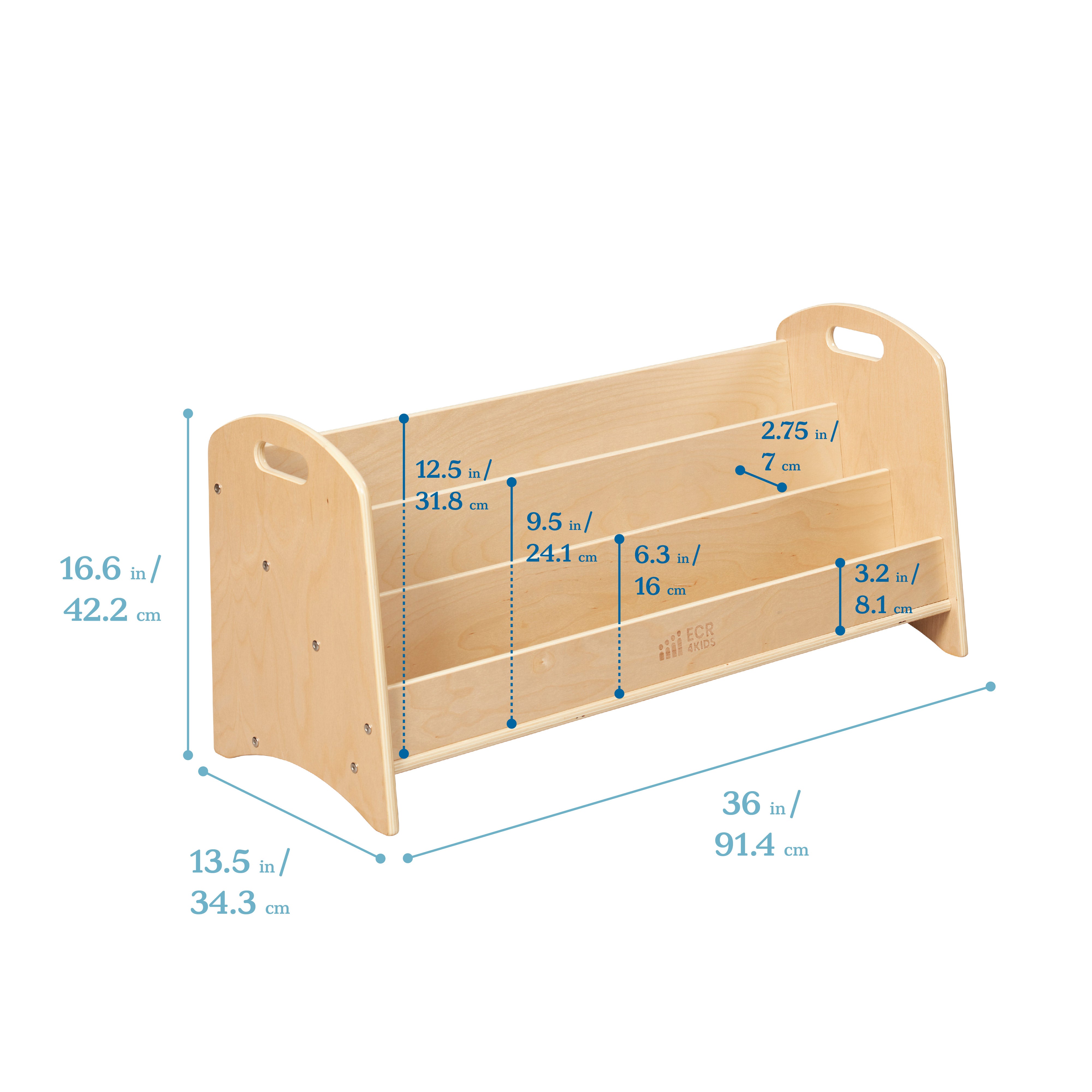 3-Shelf Floor Book Display with Handles, 36in