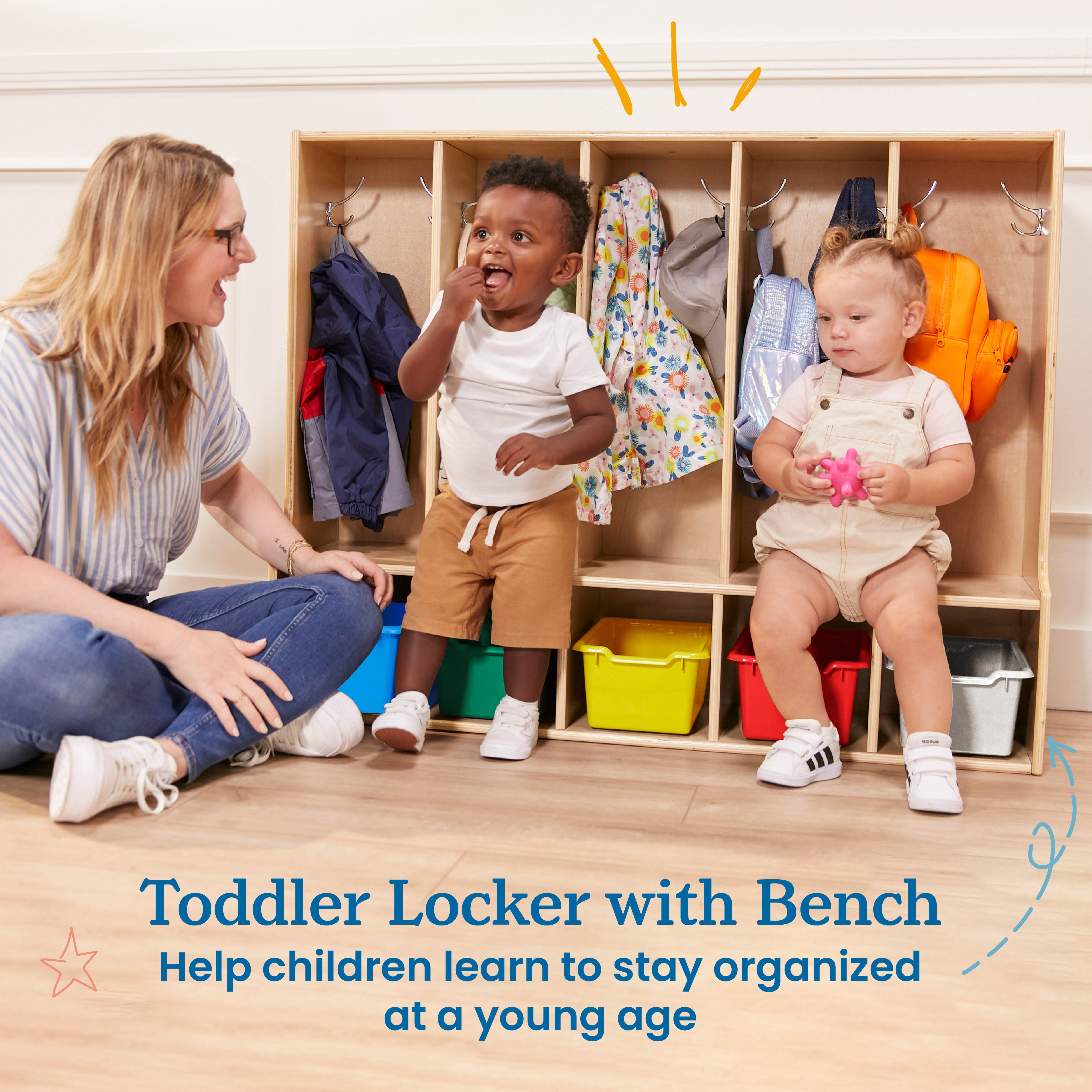 Streamline 5-Section Toddler Coat Locker with Bench and Bins