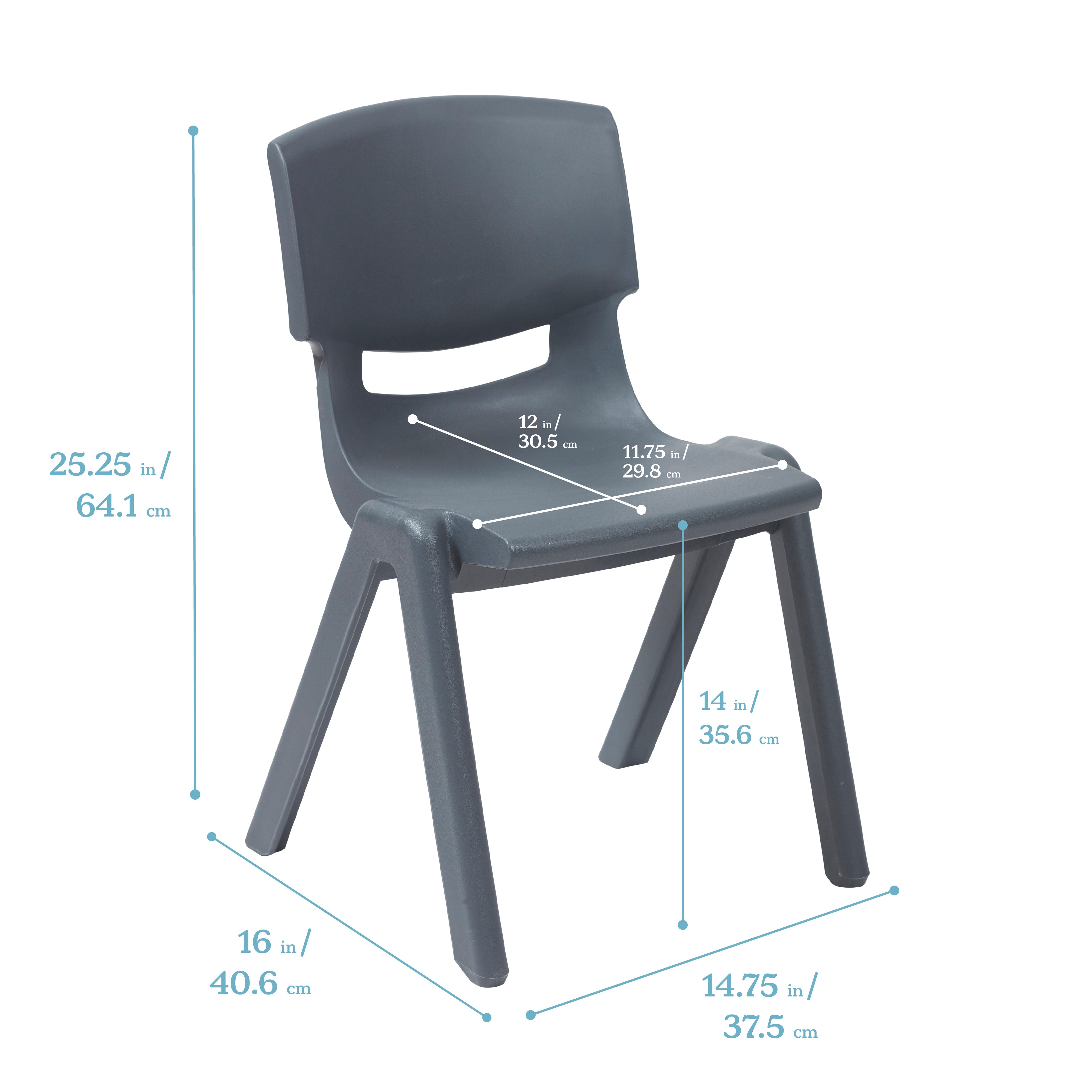 Plastic School Stackable Chair, 14in, 4-Pack