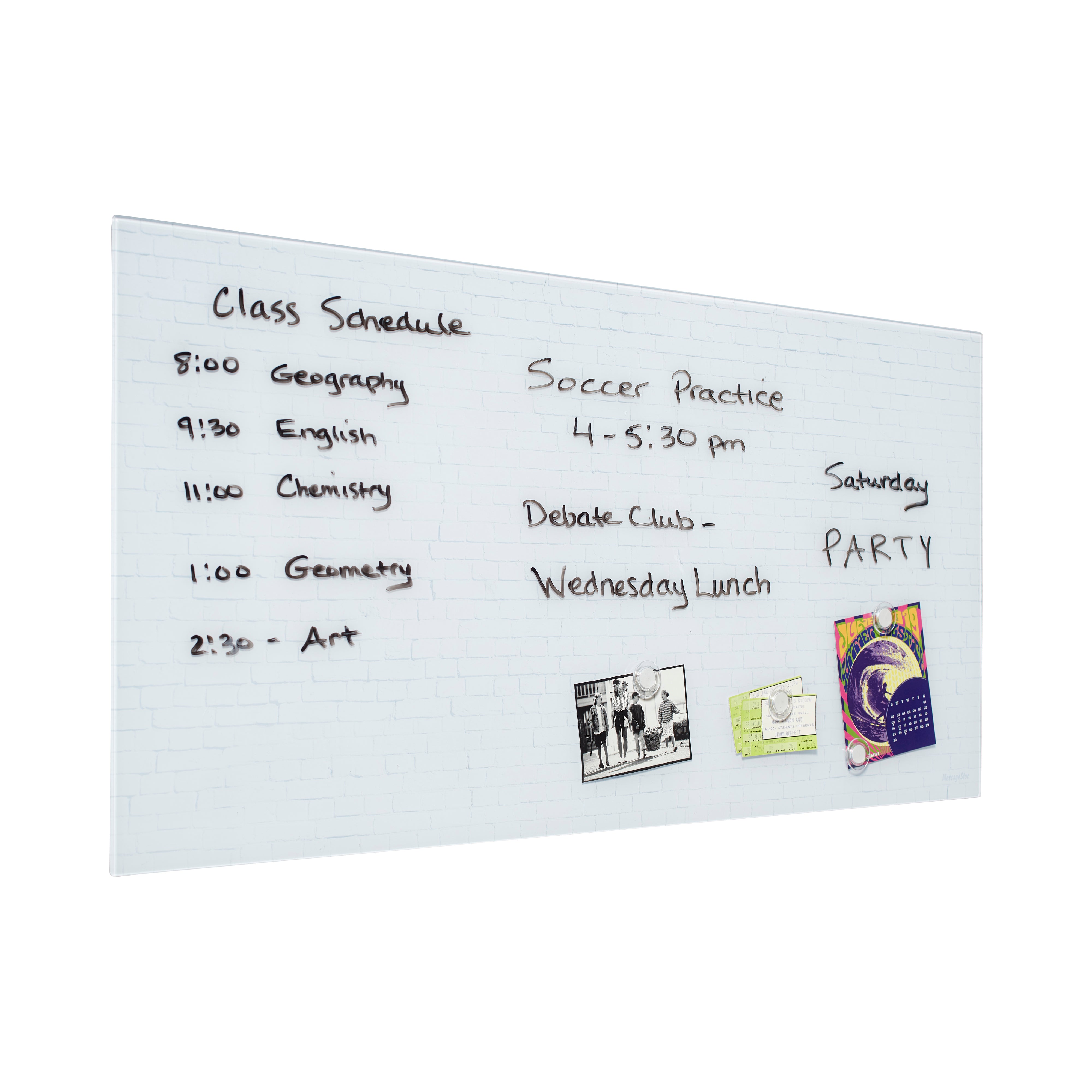 MessageStor Magnetic Dry-Erase Glass Board with Magnets, 18in x 36in