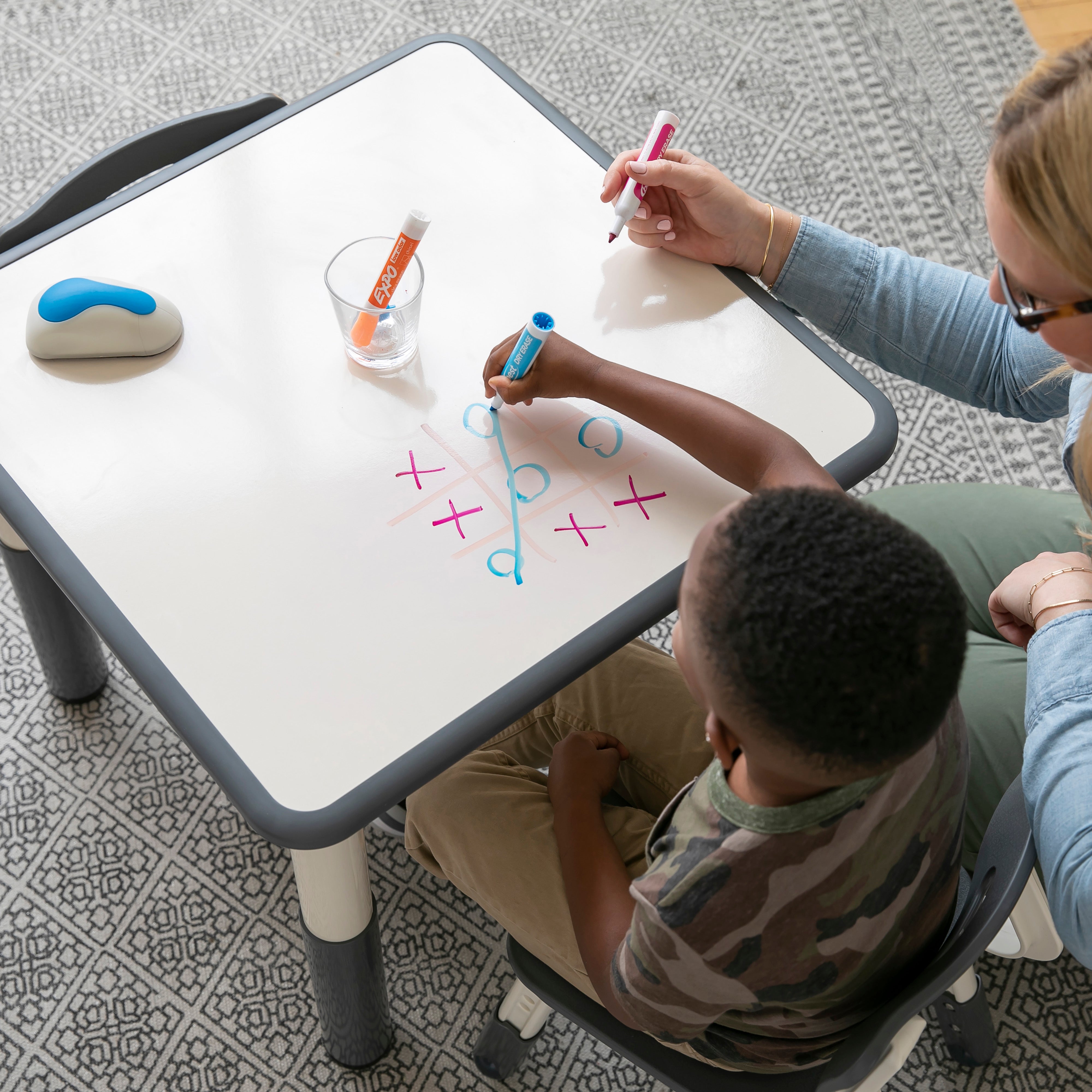 Dry-Erase Square Activity Table with Two Chairs, 3-Piece