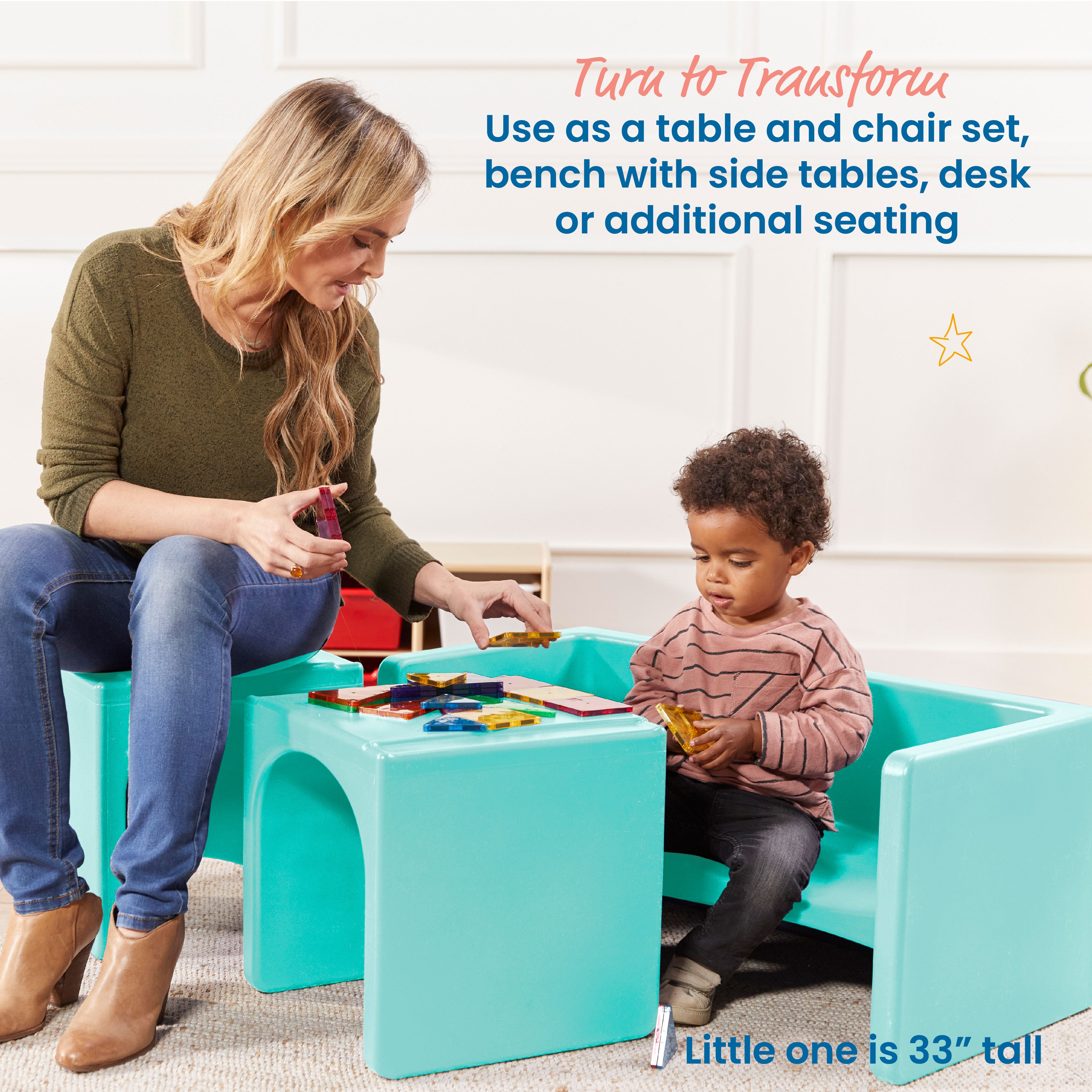 Tri-Me Table and Cube Chair Set, 3-Piece