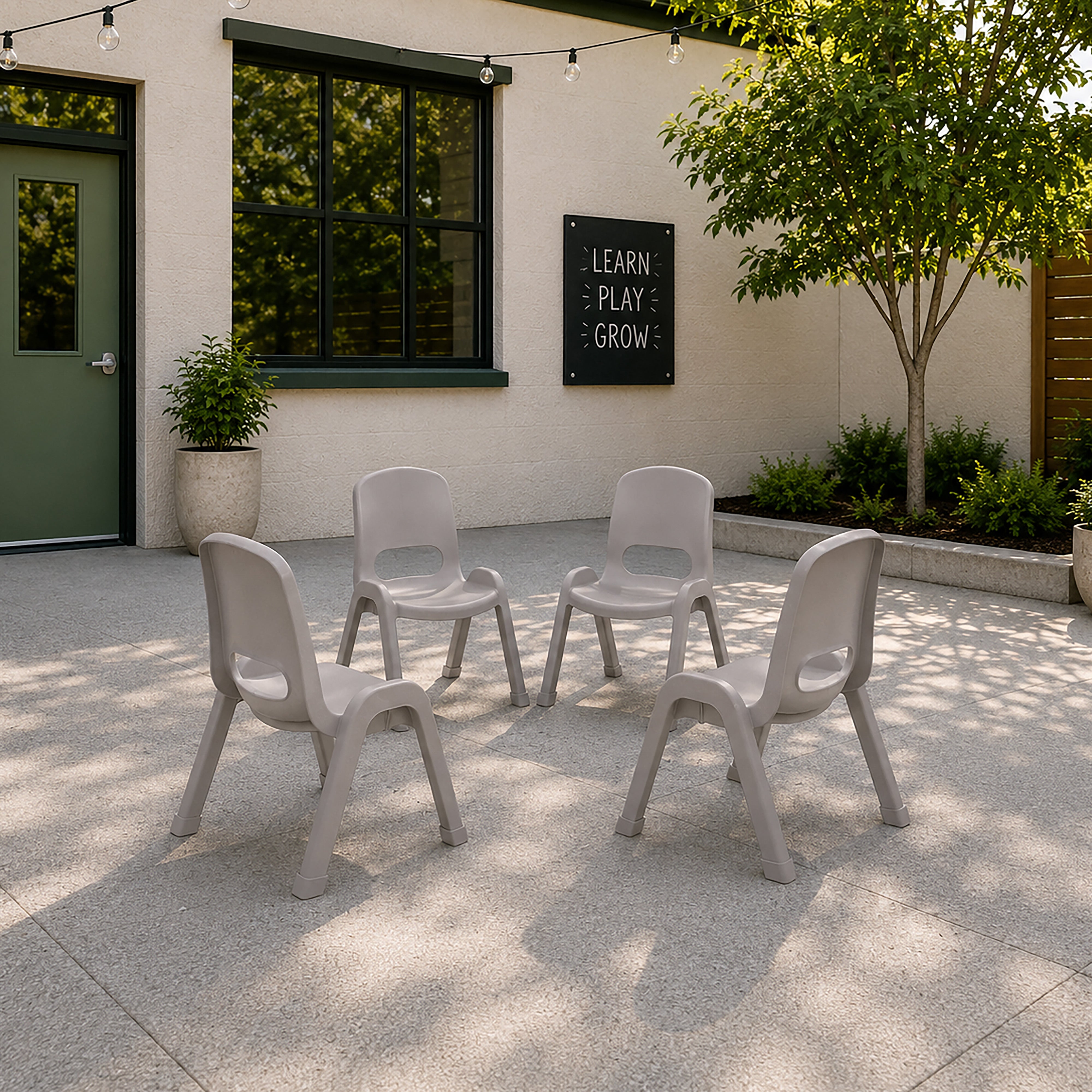 SitRight Plastic Stackable Chair, 11in Seat Height, 4-Pack