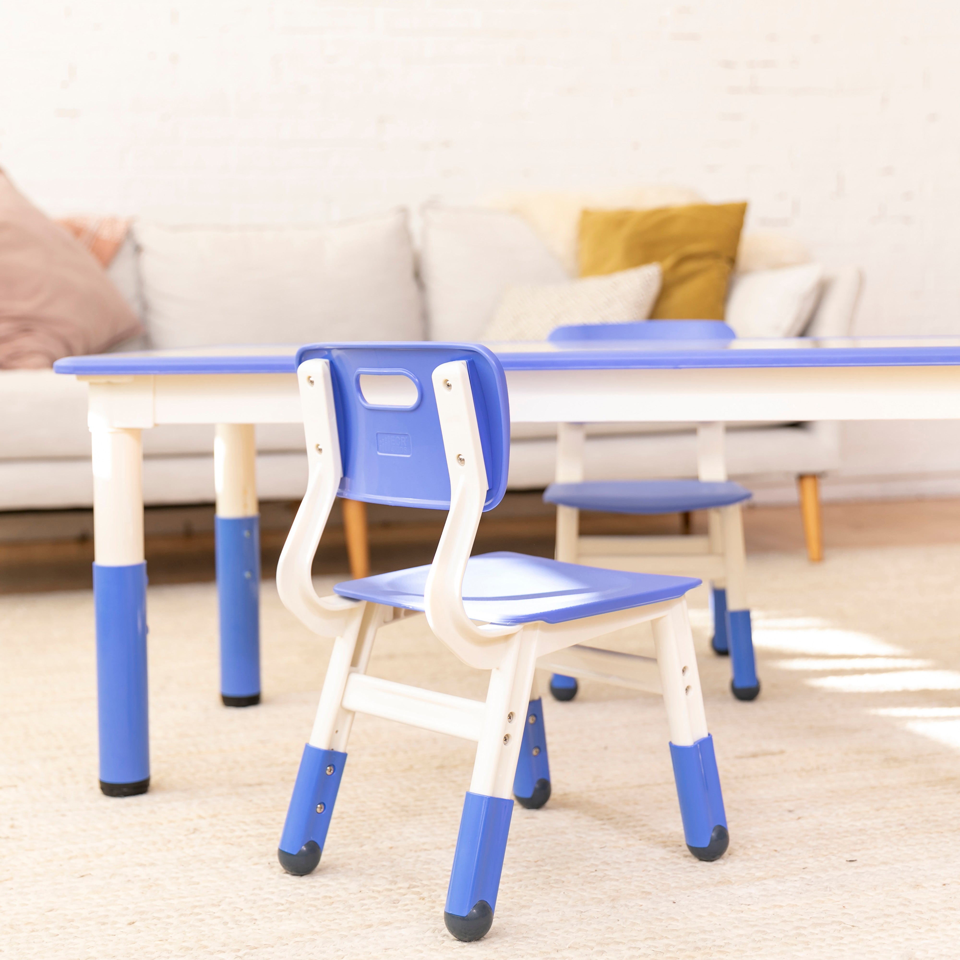 Dry-Erase Rectangular Activity Table with 2 Chairs, Adjustable, 3-Piece