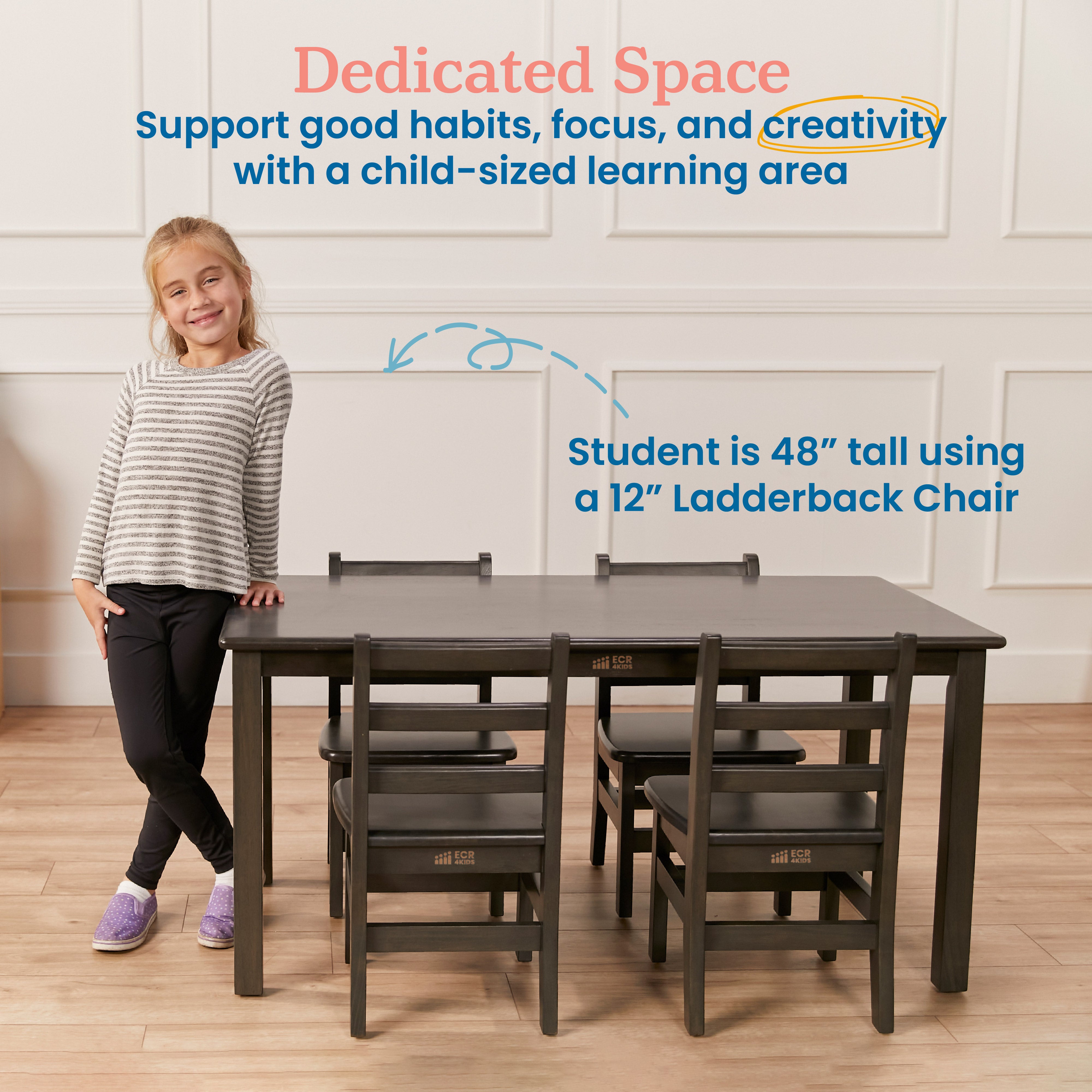 24in x 48in Rectangular Hardwood Table with 22in Legs