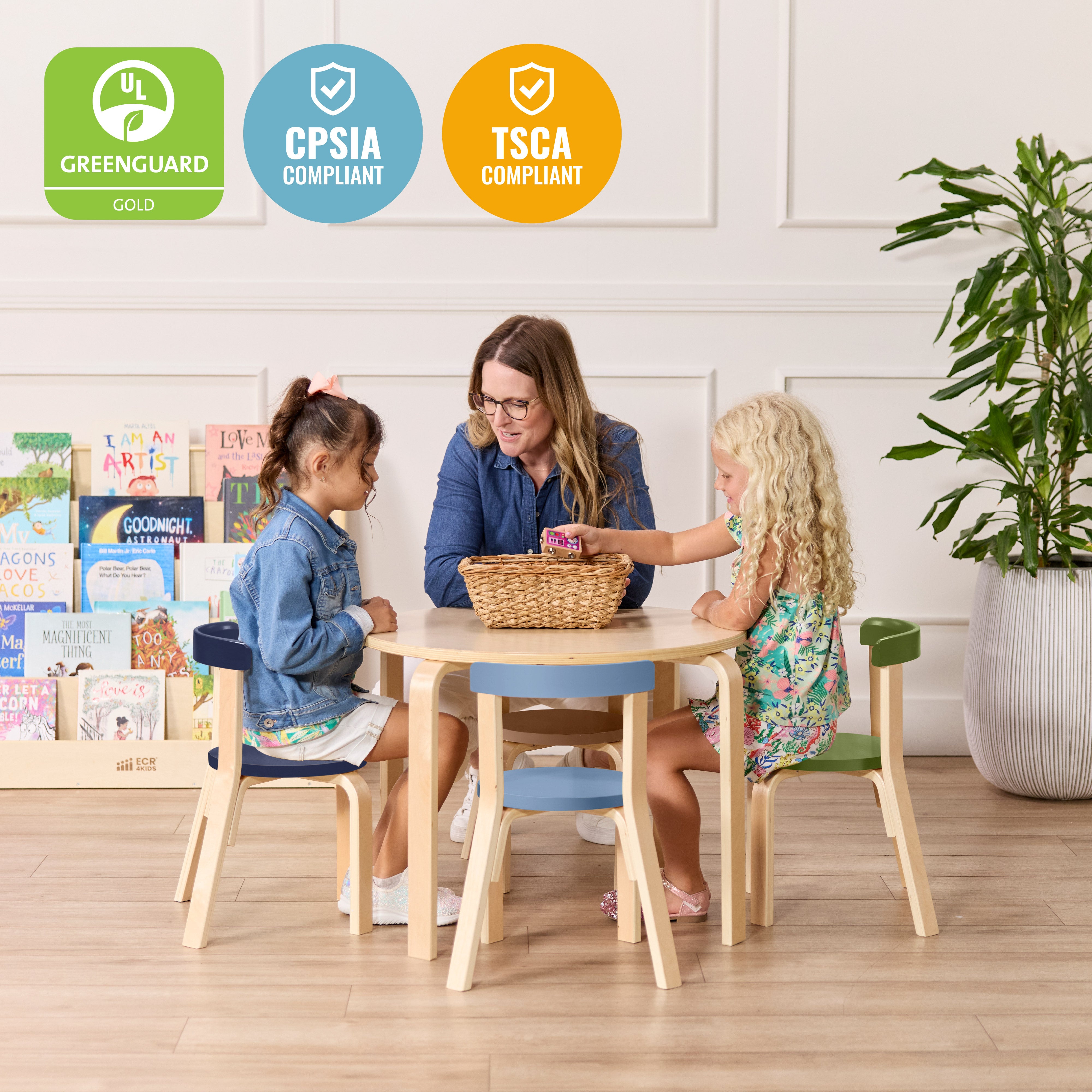 Bentwood Table and Curved Back Chair Set, 5-Piece