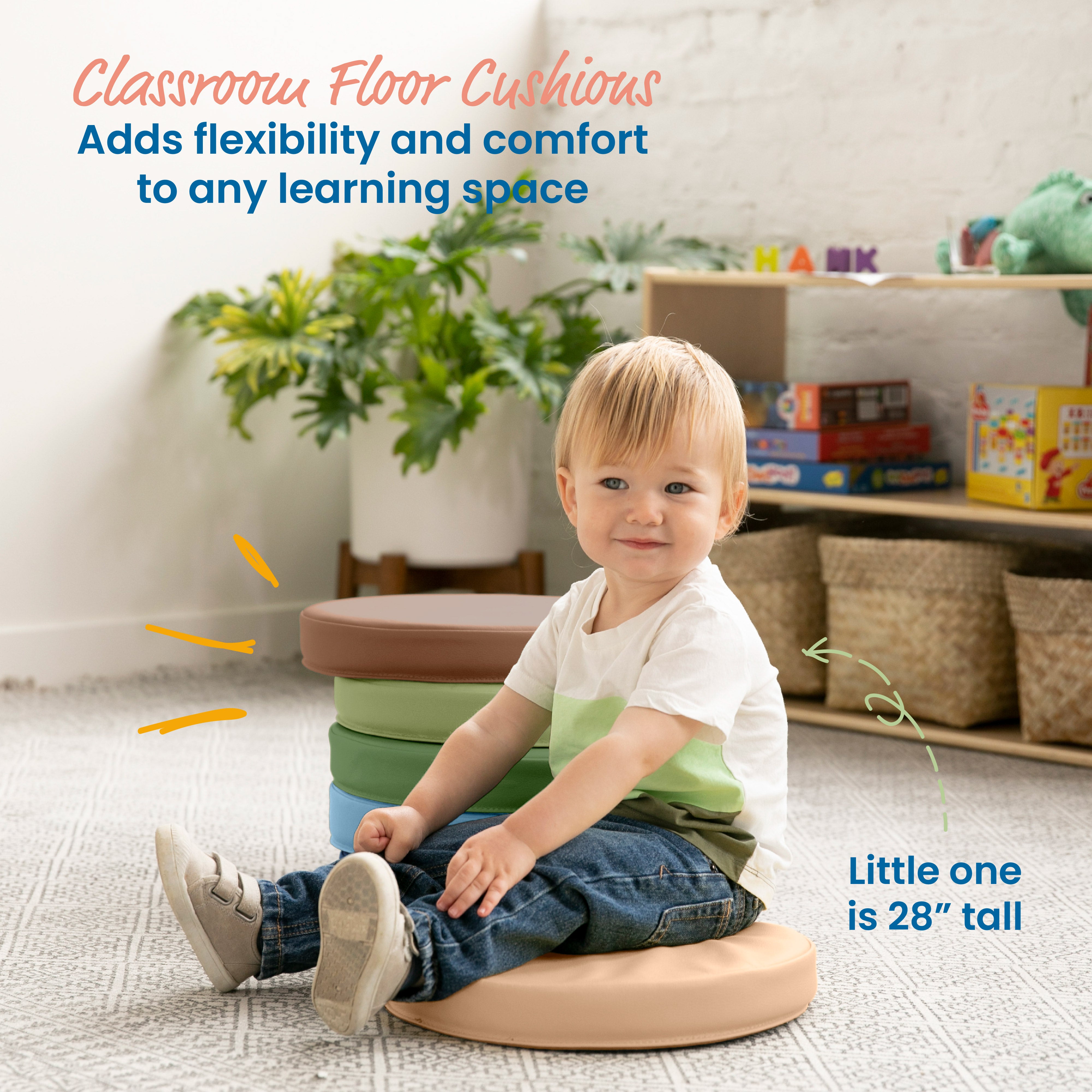 Floor Cushions, Round, 6-Piece