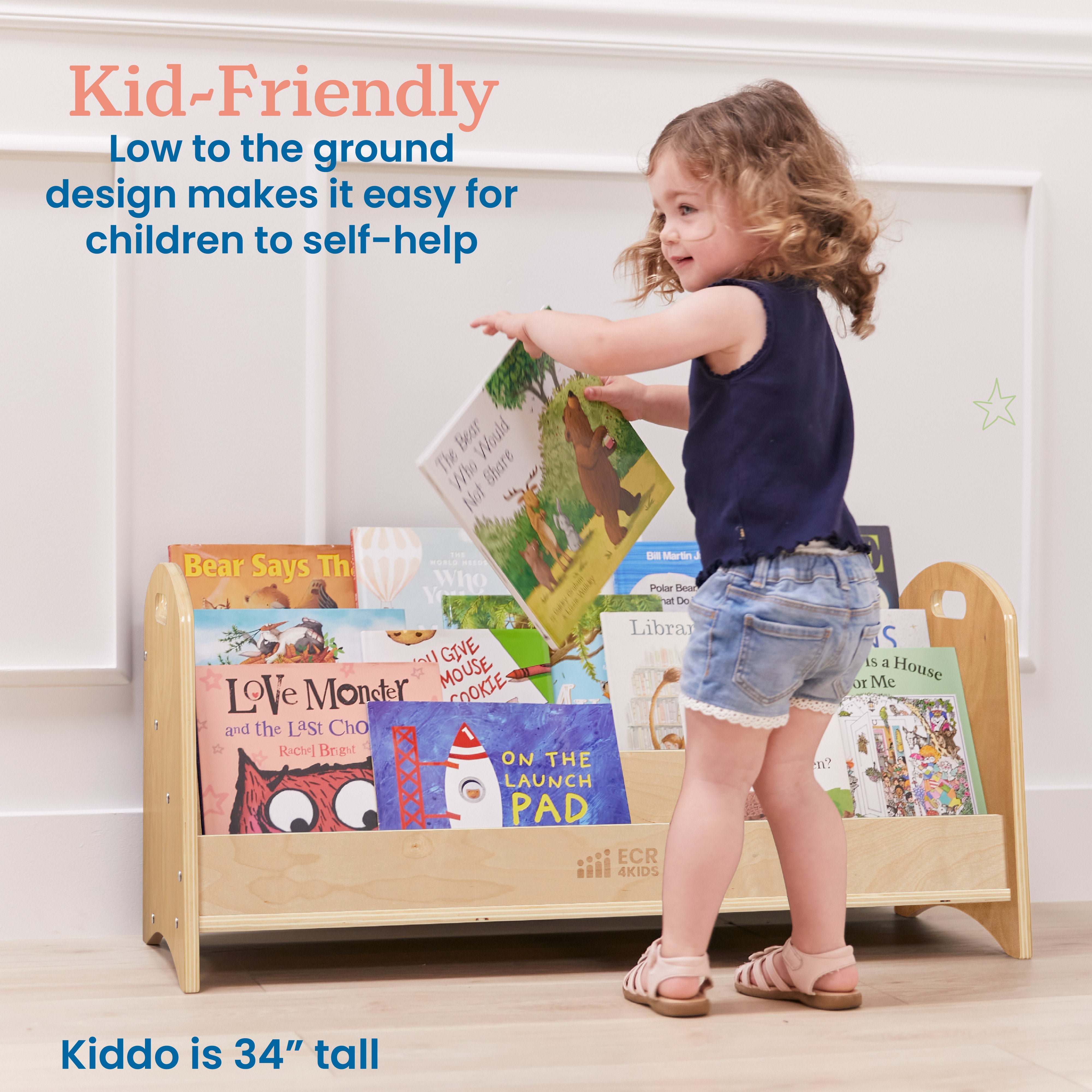 3-Shelf Floor Book Display with Handles