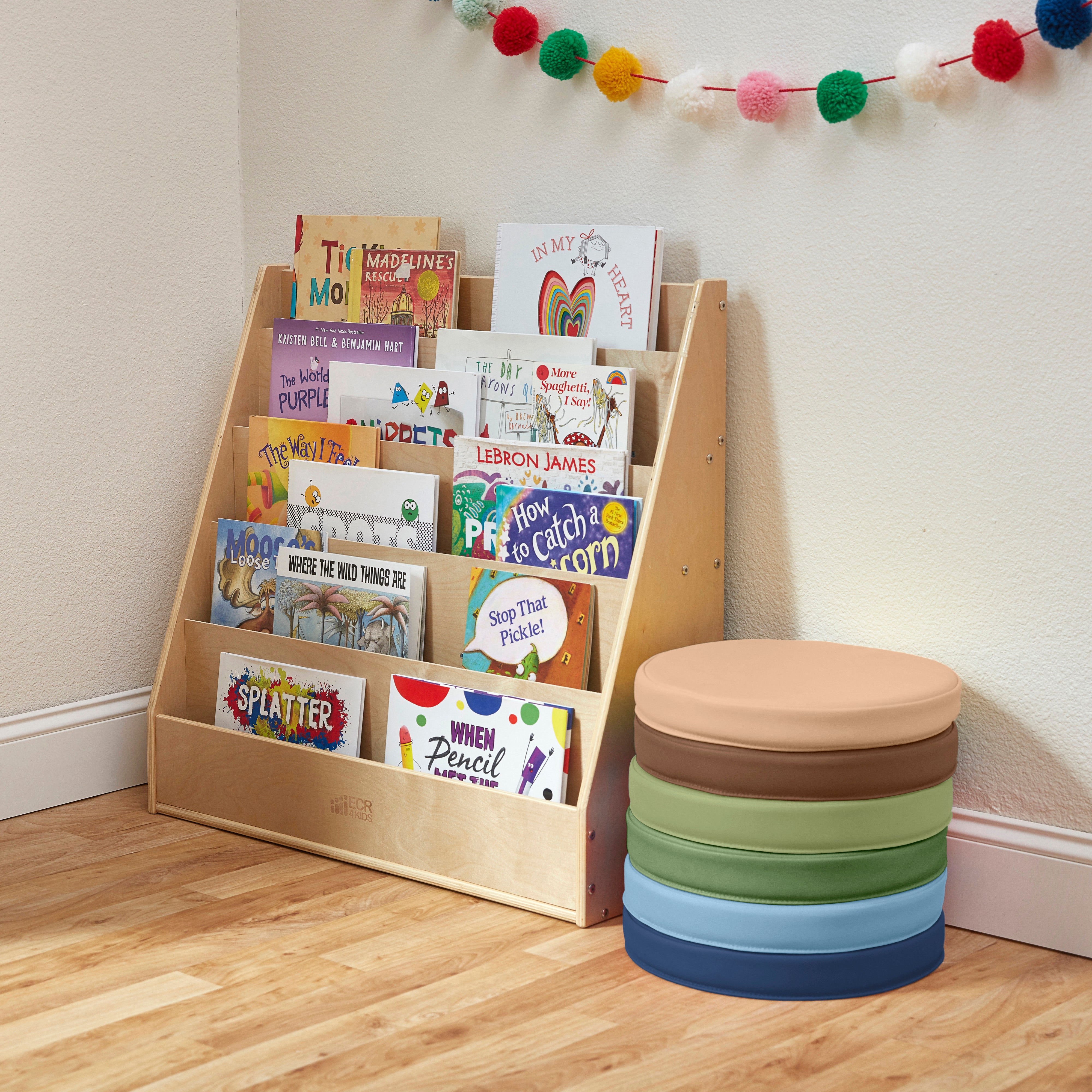 Round Floor Cushions with Handle, 6-Piece