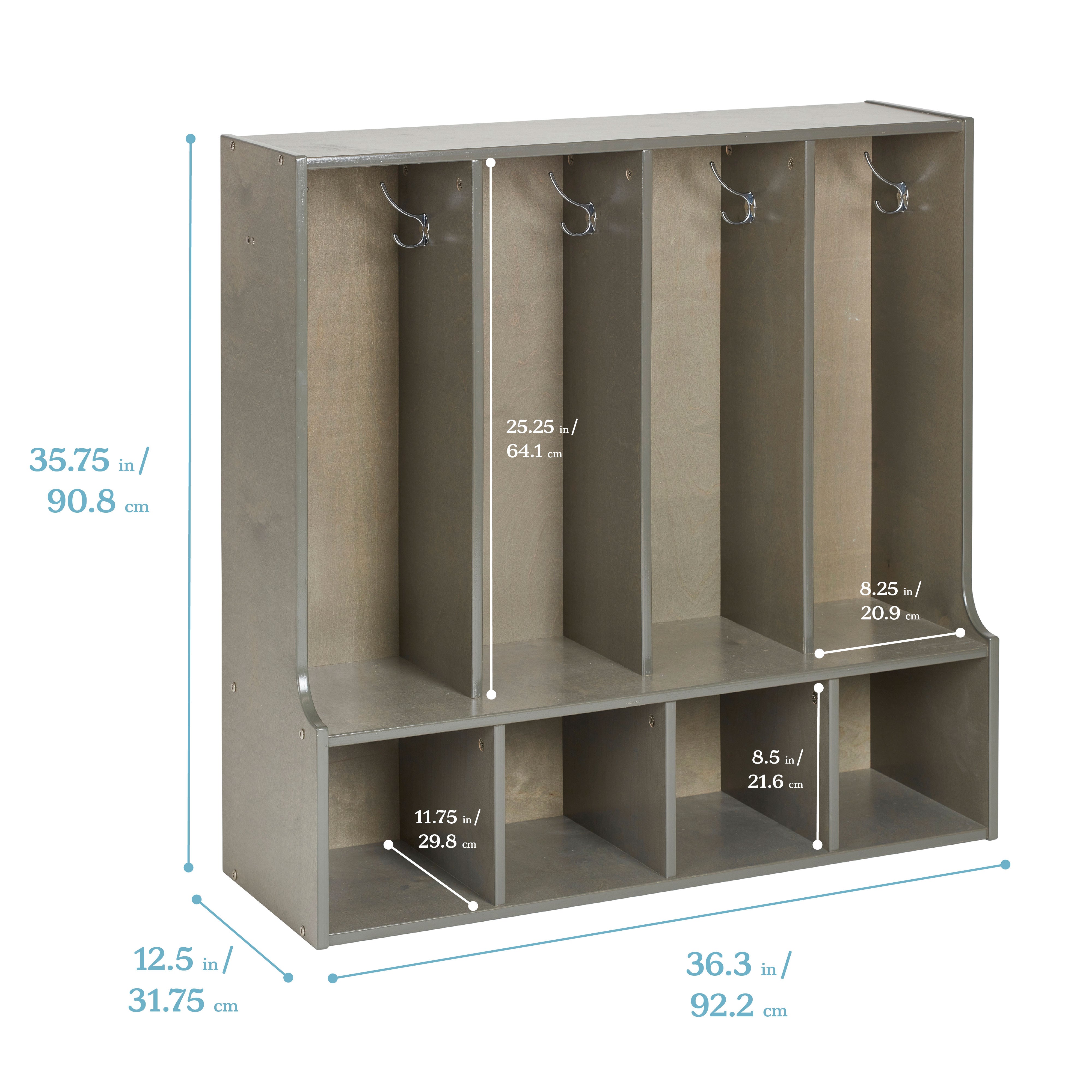 Streamline 4-Section Coat Locker with Bench, Toddler Size
