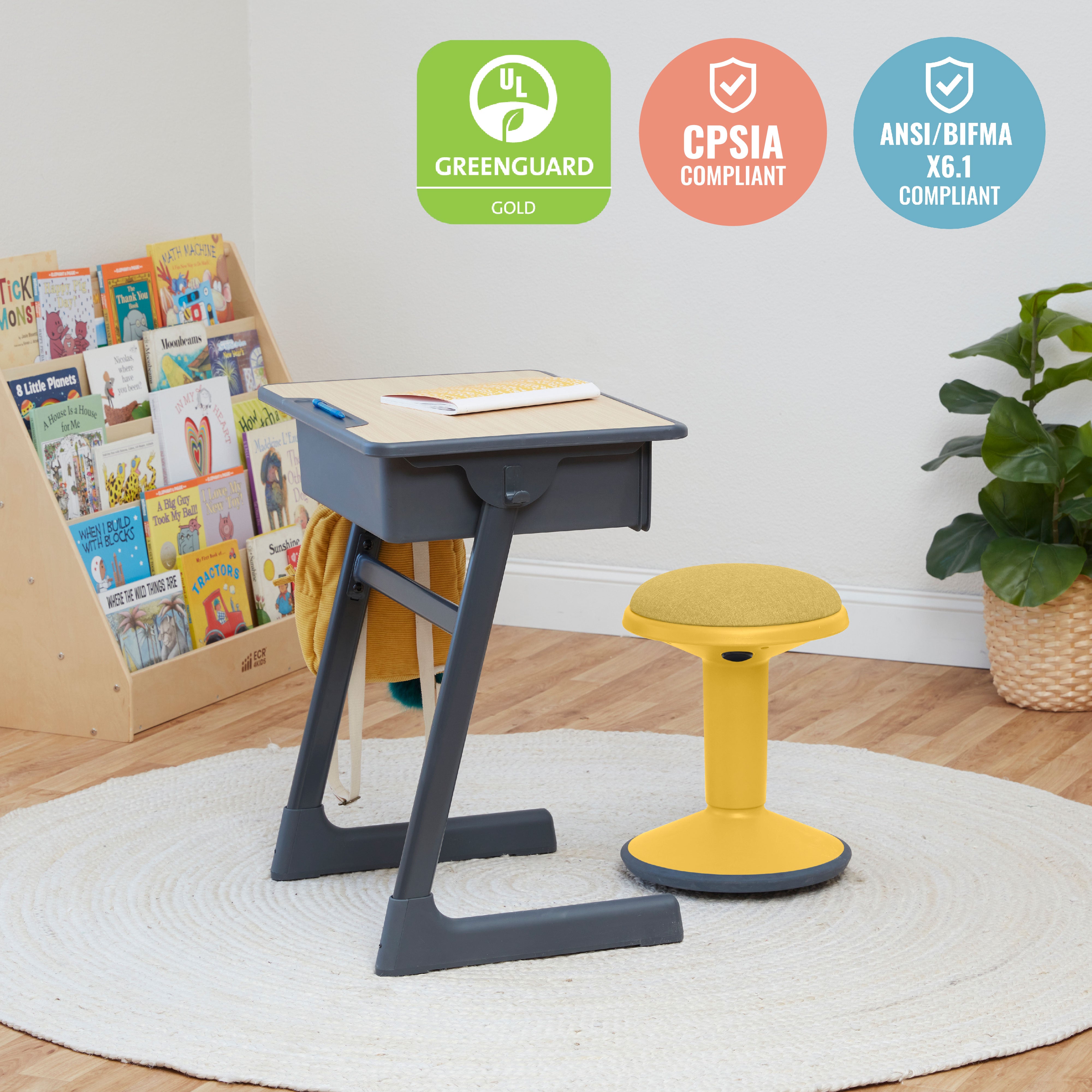 Sitwell Wobble Stool with Cushion, Adjustable Height