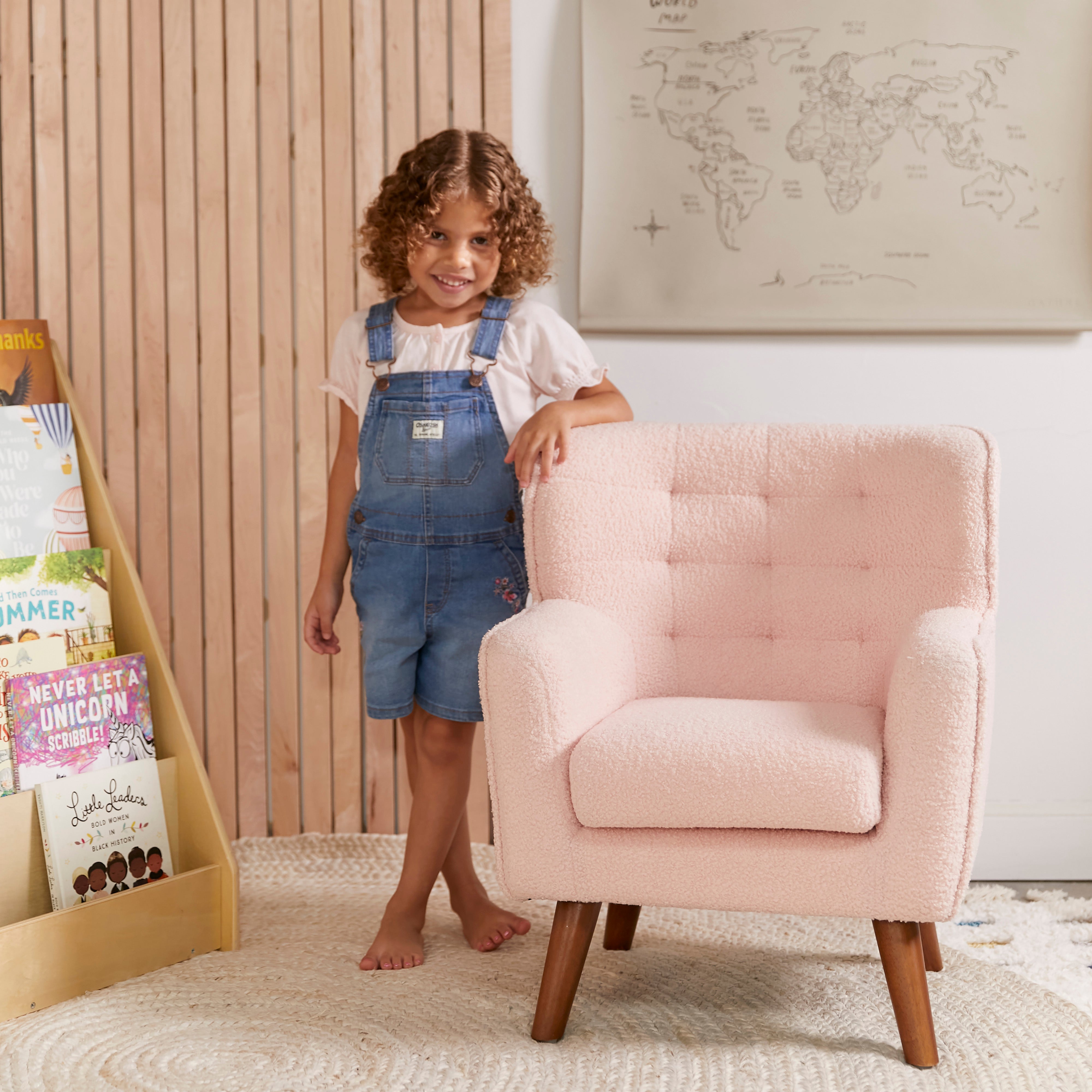 Mila Sherpa Toddler Arm Chair with Removable Wooden Legs