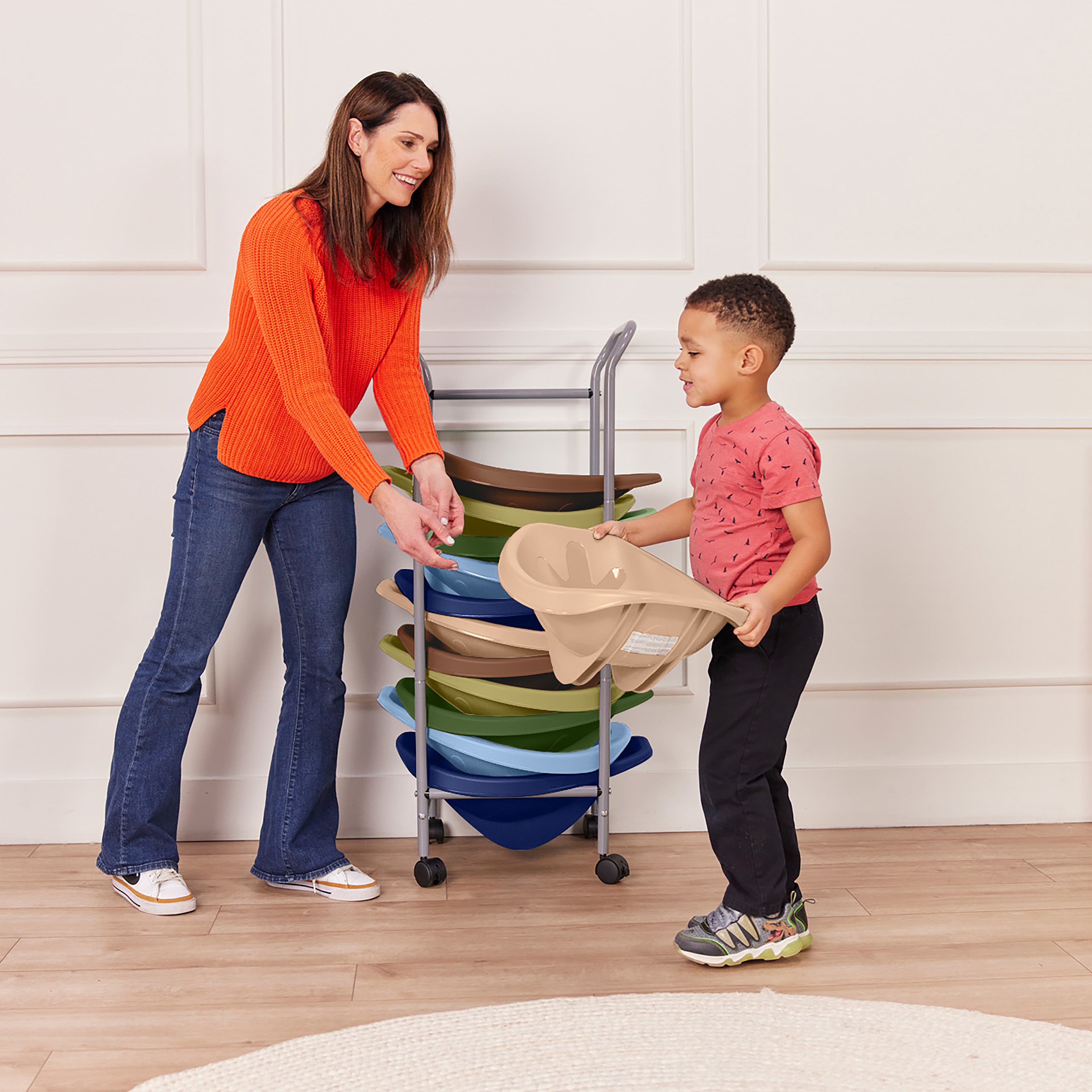 Mobile Leaf Seat Cart with 12 Leaf Floor Seats, Flexible Seating