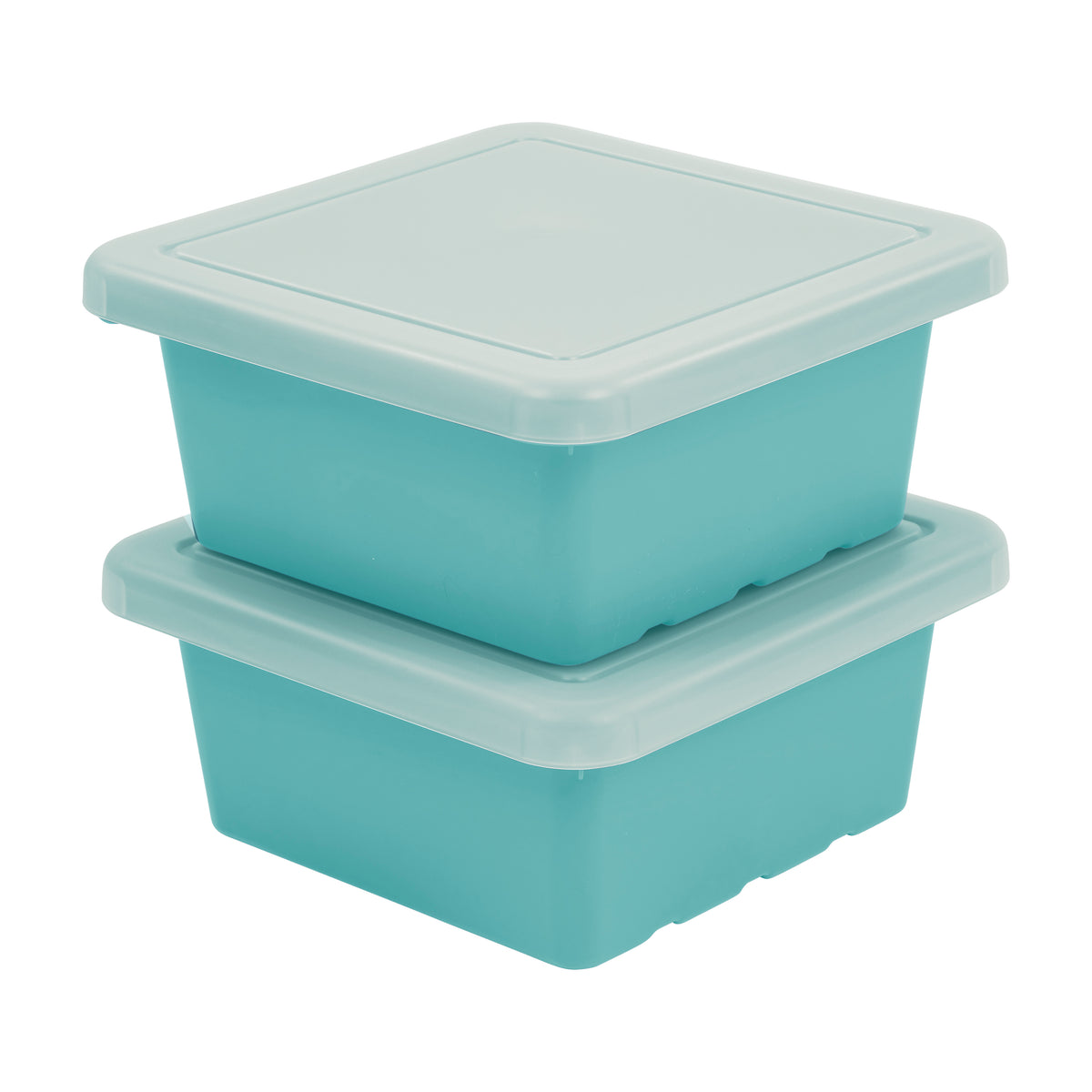 Stackable Square Bins with Non-Snap Lids, 2-Pack