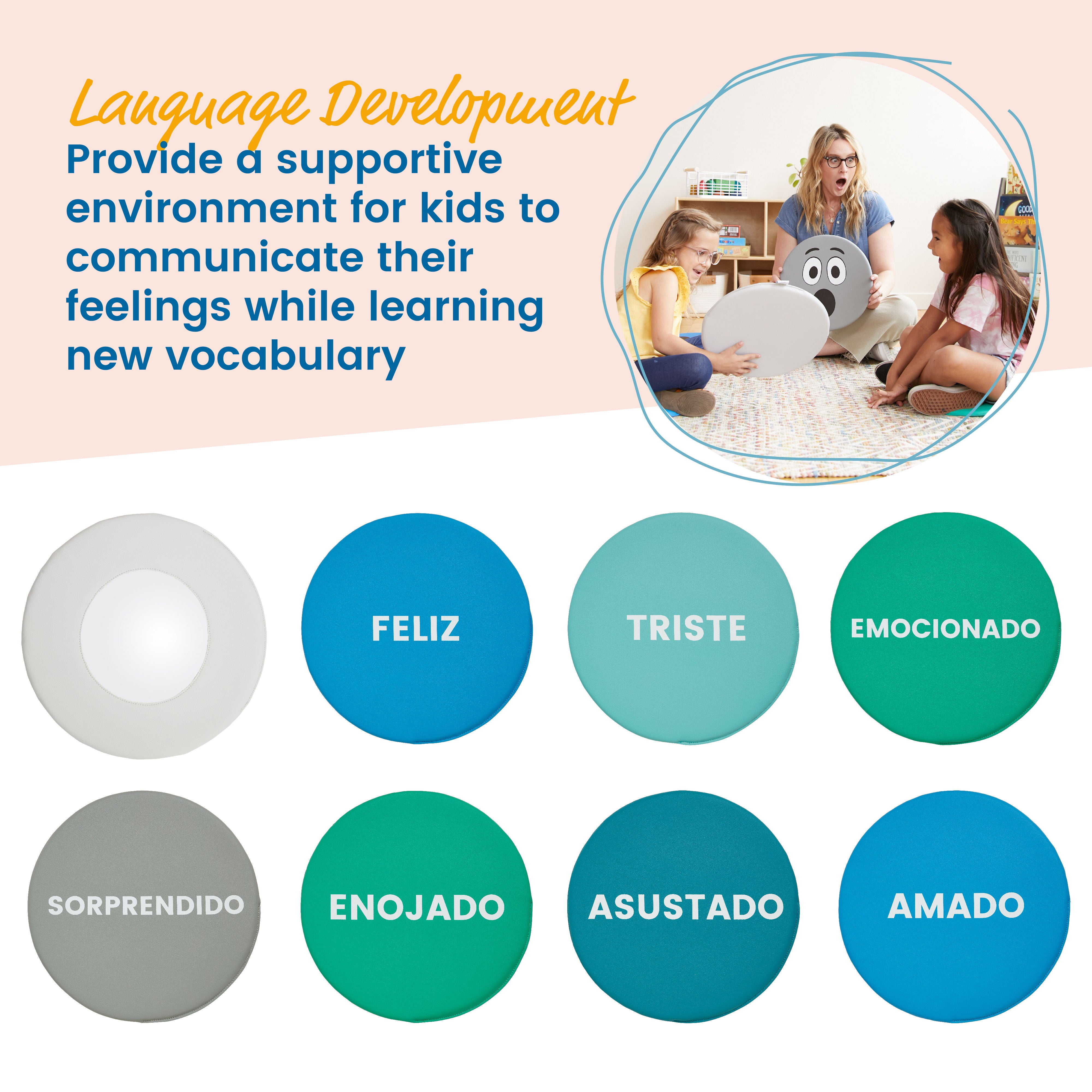 Emotion Pads with Mirror, Spanish, 8-Piece