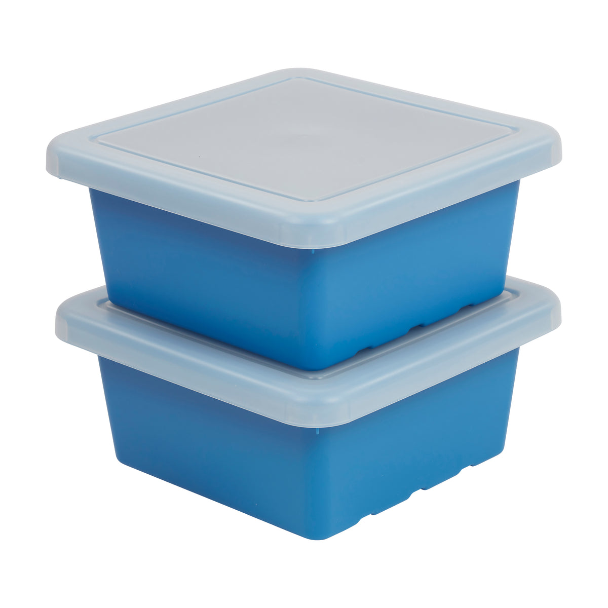 Stackable Square Bins with Non-Snap Lids, 2-Pack