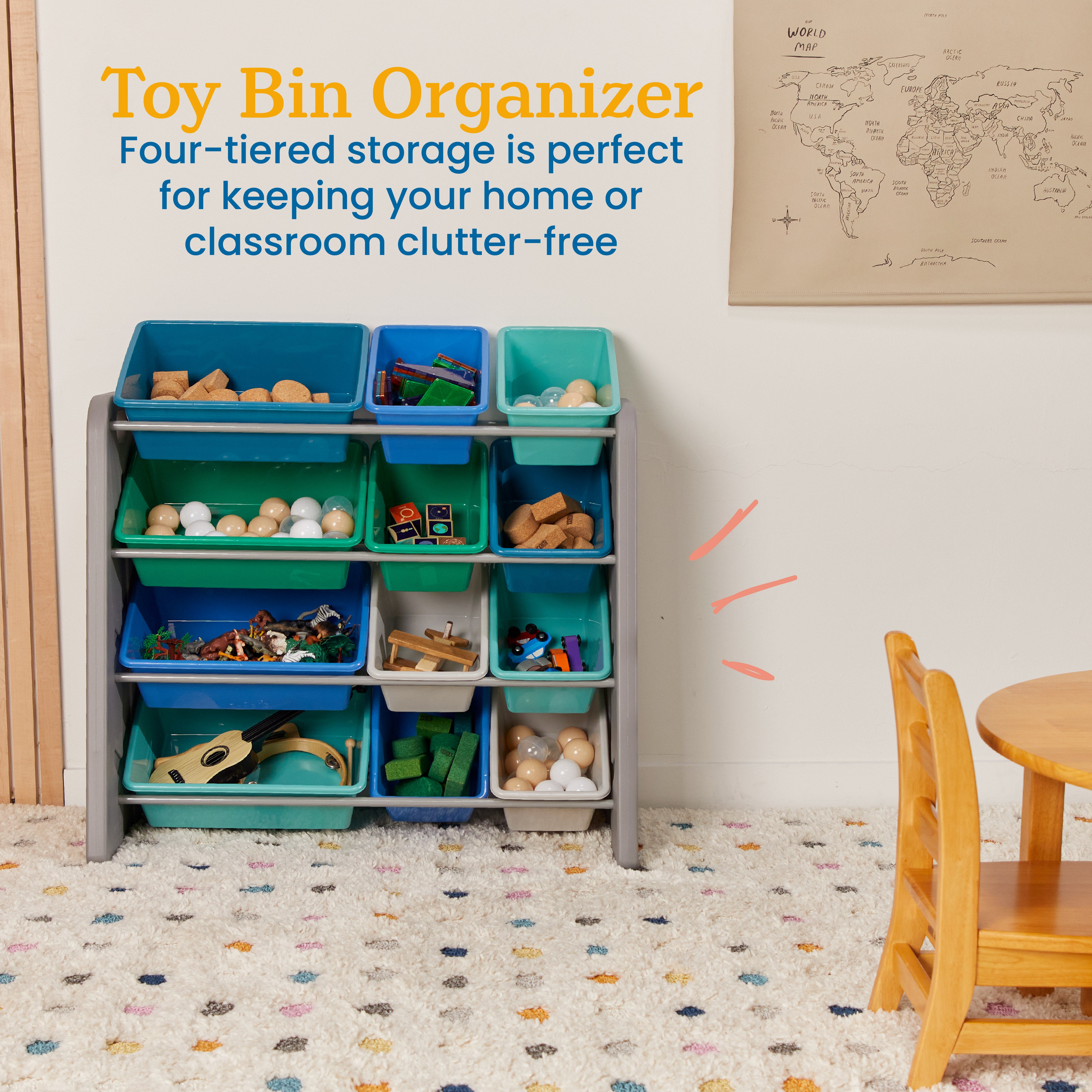 Tree Storage Organizer with 12 Bins