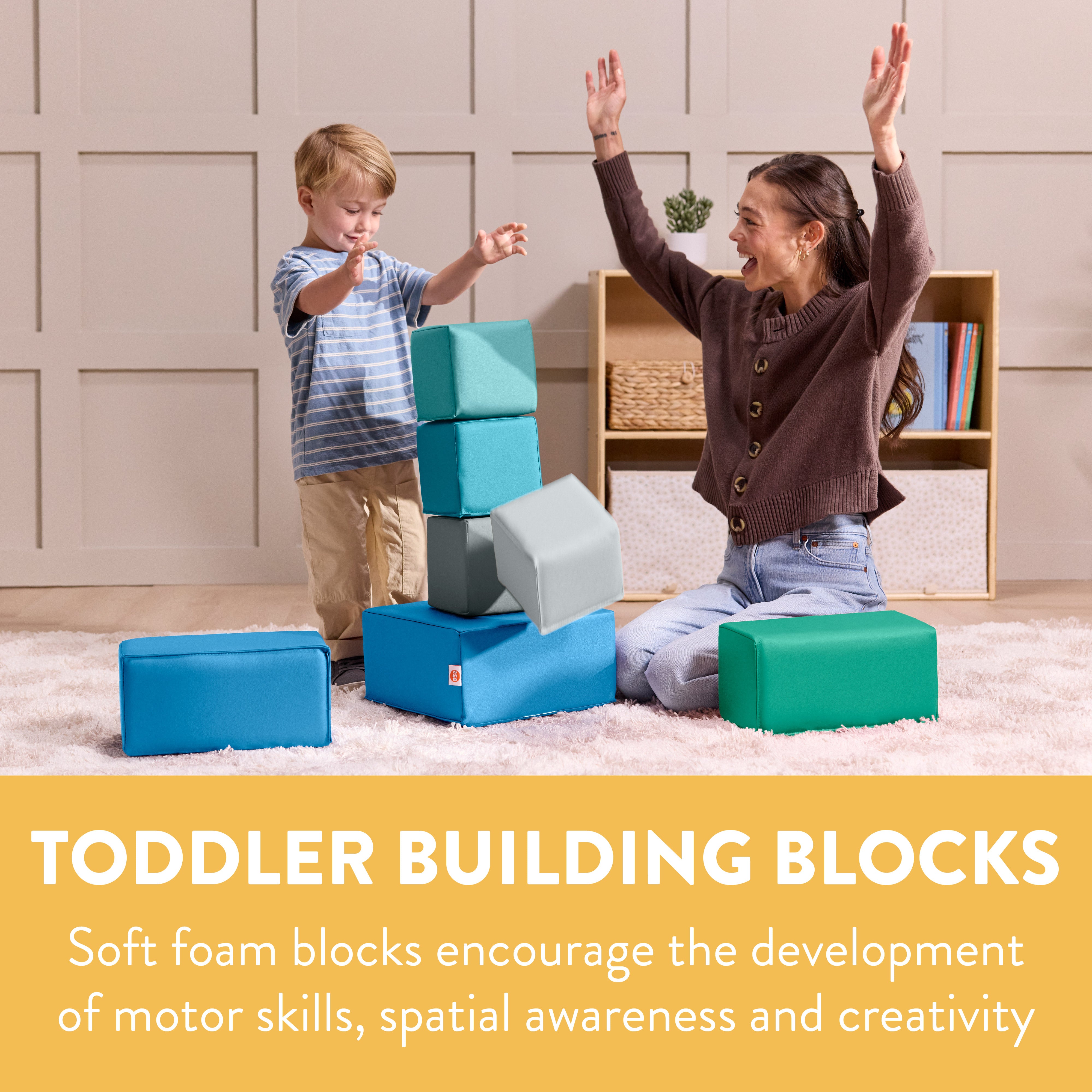 EarlyBuilder Foam Stacking Block Set, Small, 7-Piece