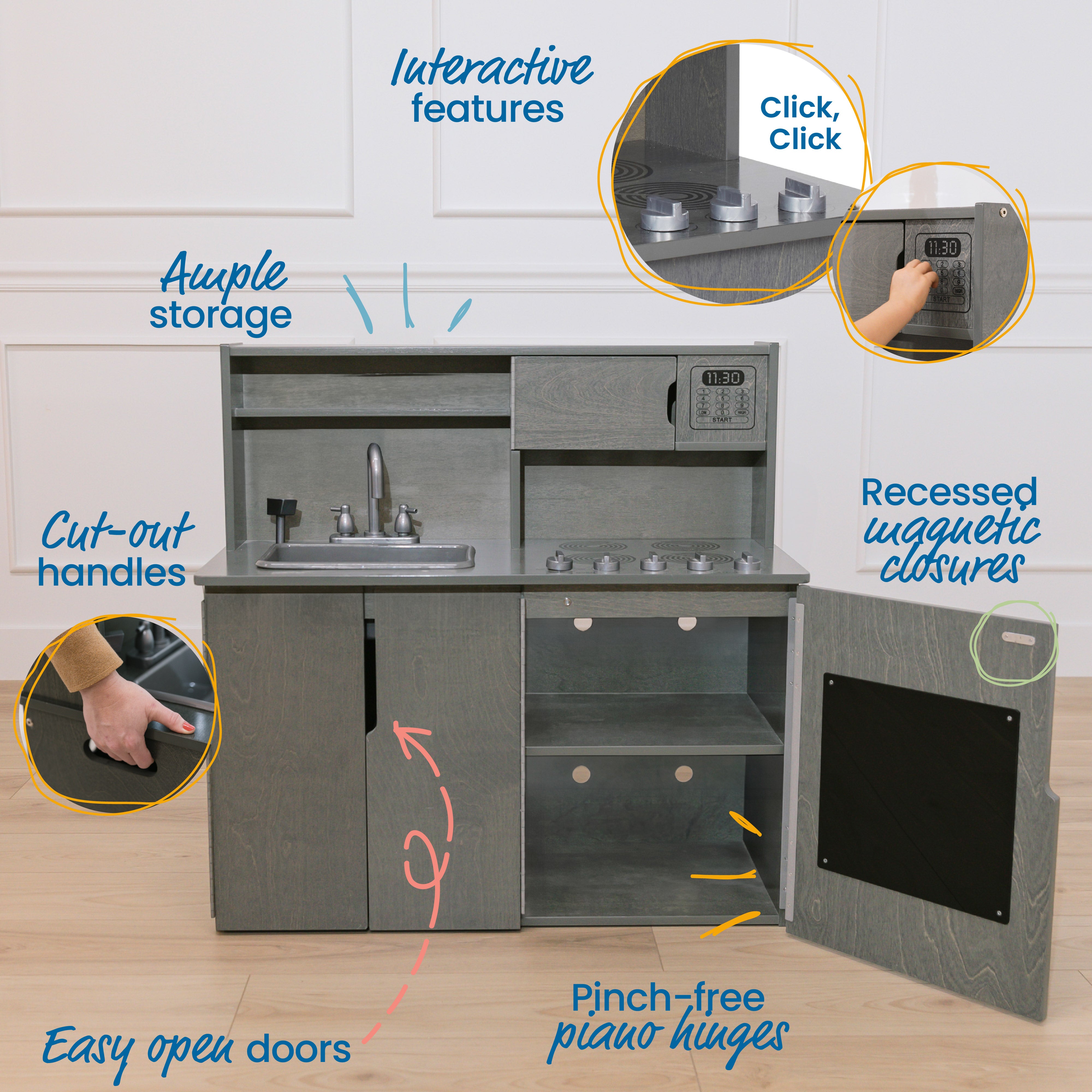 4-in-1 Kitchen, Sink, Stove, Oven, Microwave and Storage