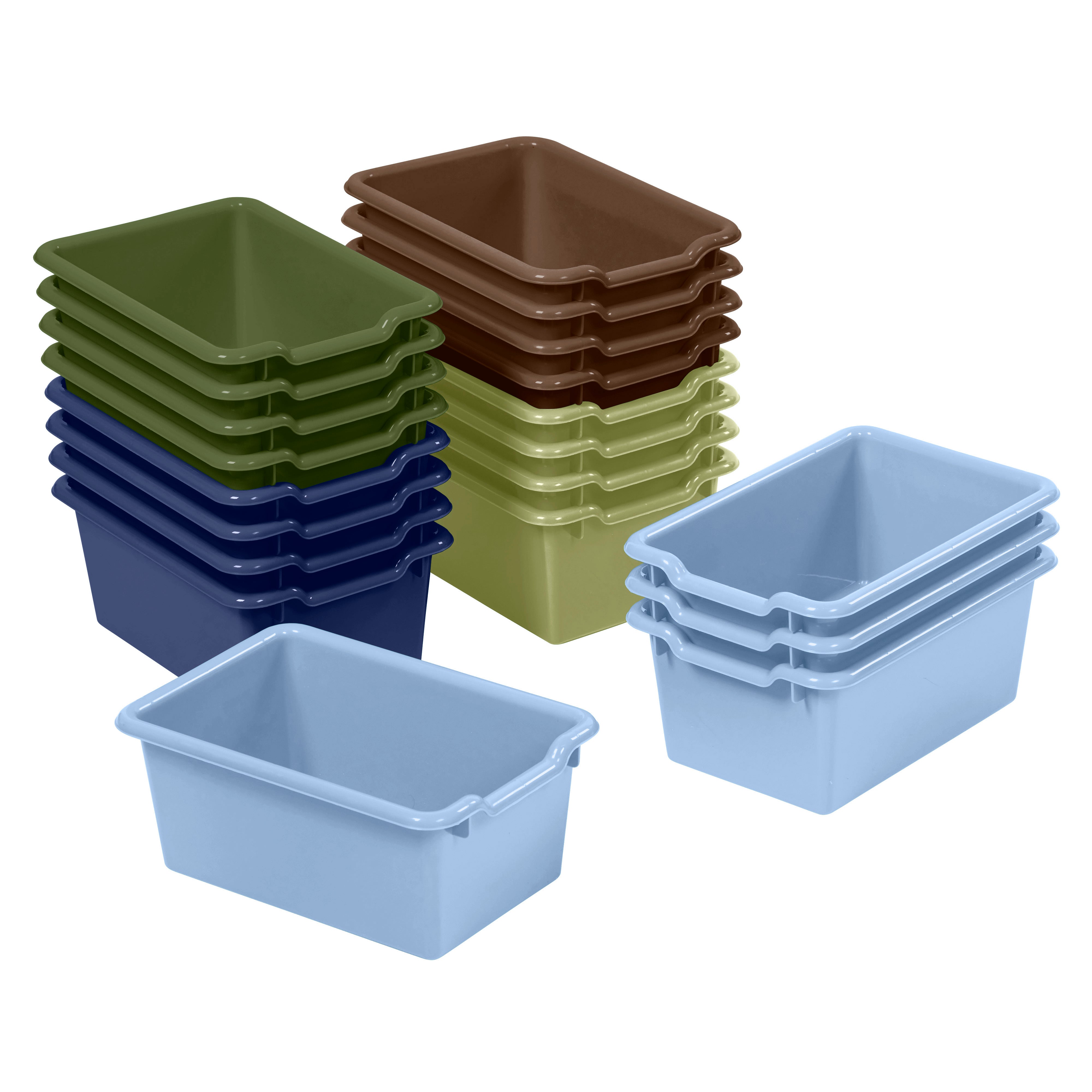 Scoop Front Plastic Storage Bins, 20-Piece