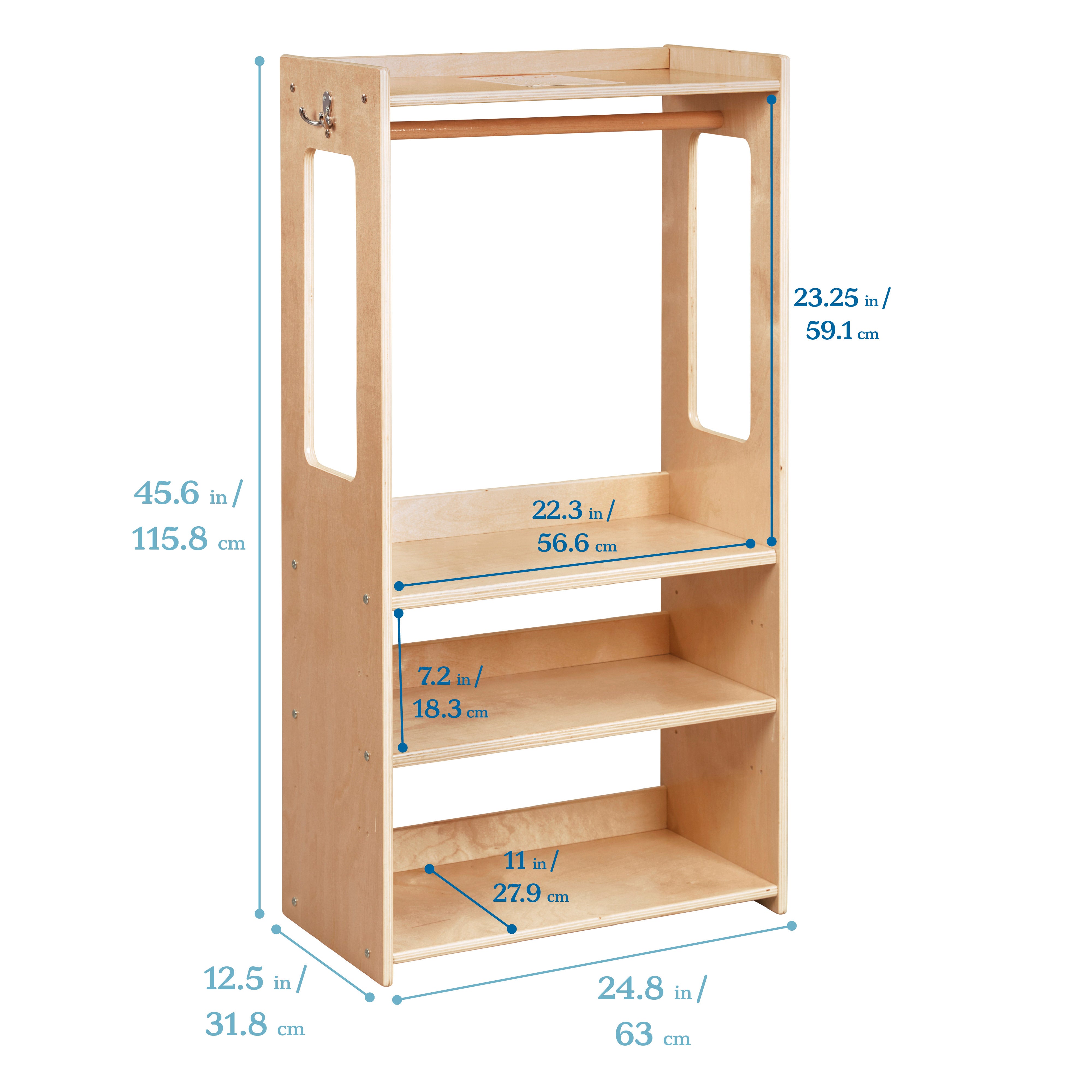TrendiTot Clothing Rack with Adjustable Shelves