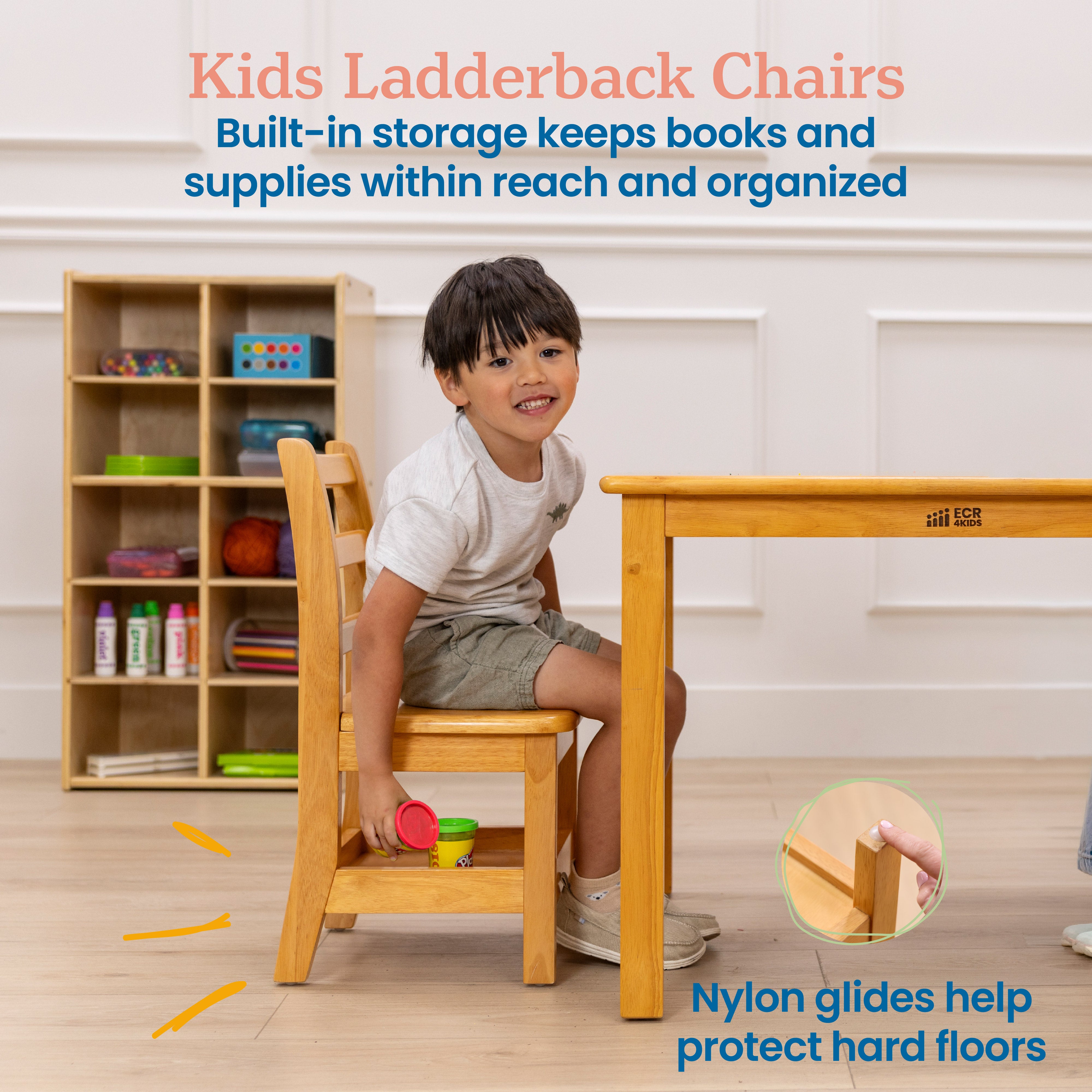Three-Rung Ladderback Chair with Storage, 2-Pack